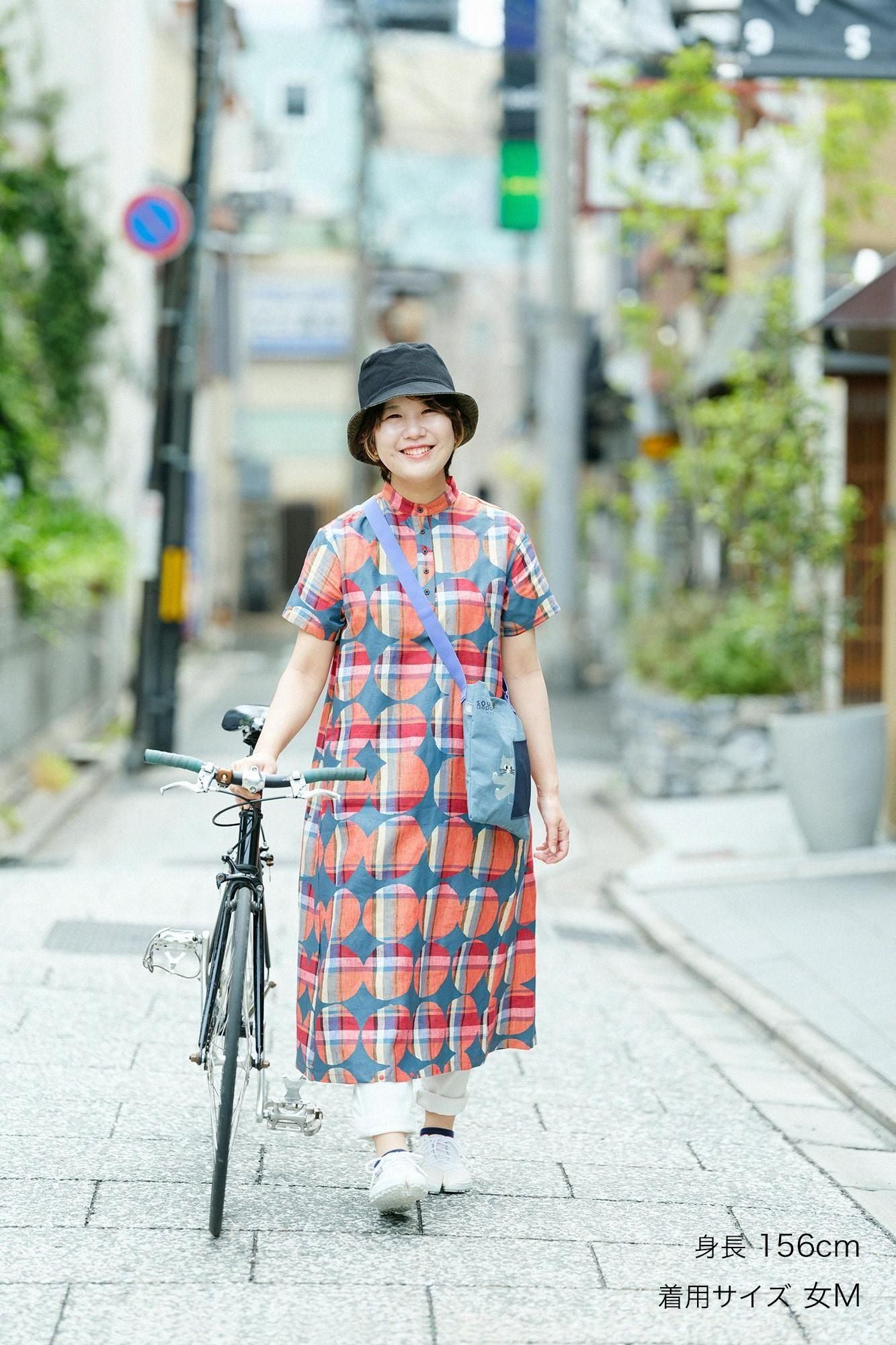 亞麻格子BIKE 連身裙/彈珠