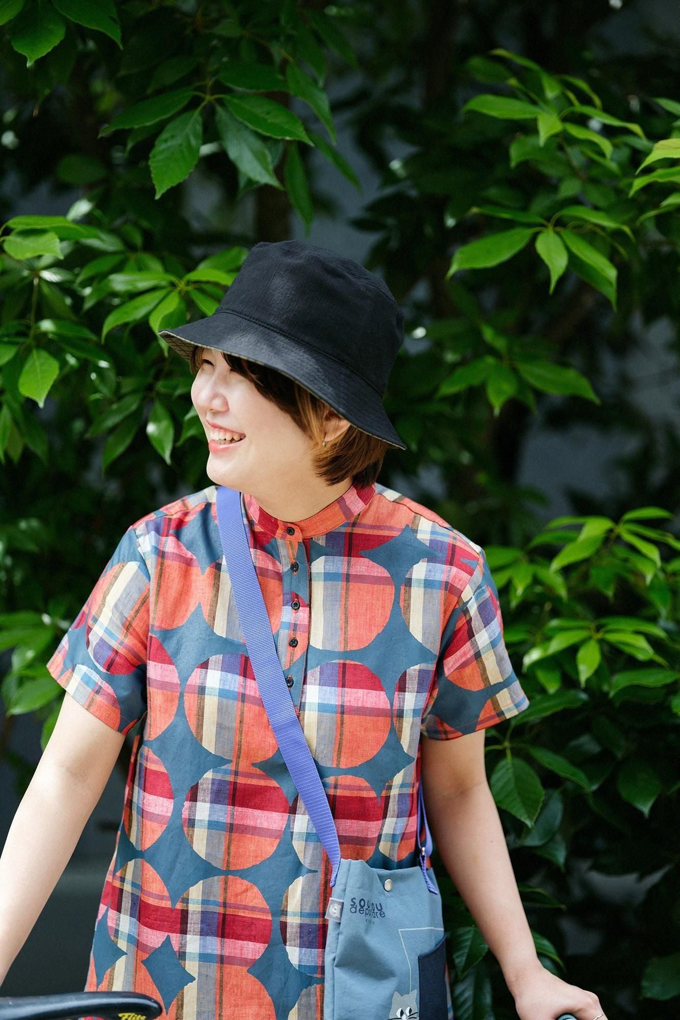 亞麻格子BIKE 連身裙/彈珠