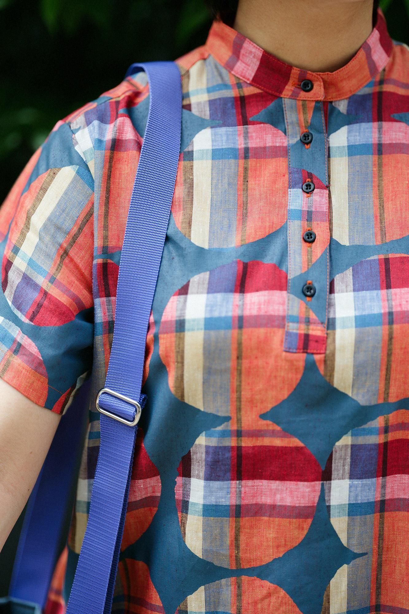 亞麻格子BIKE 連身裙/彈珠