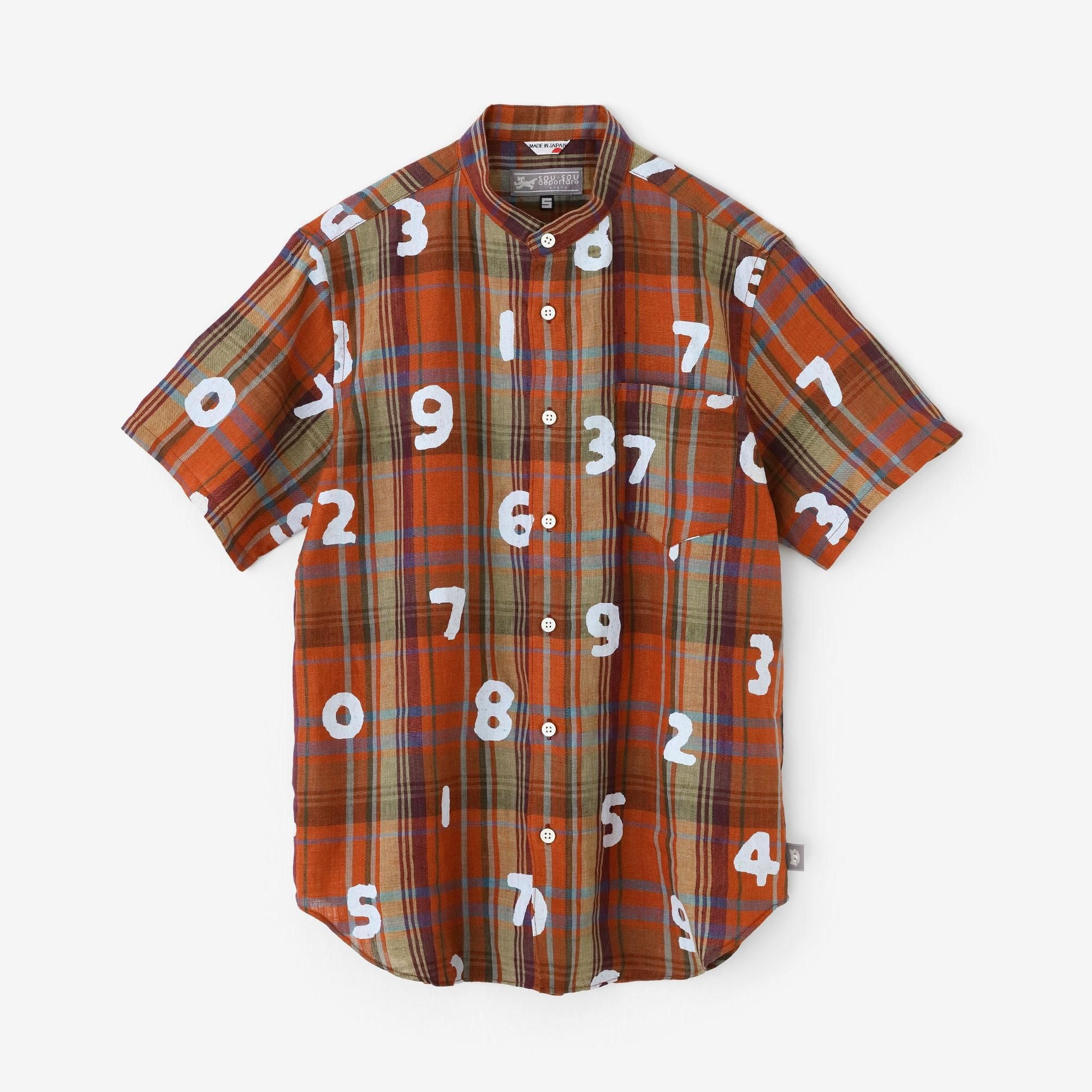 【net limited】Linen Check Short Sleeve Shirt / SO-SU-U dark Orange x Yellow