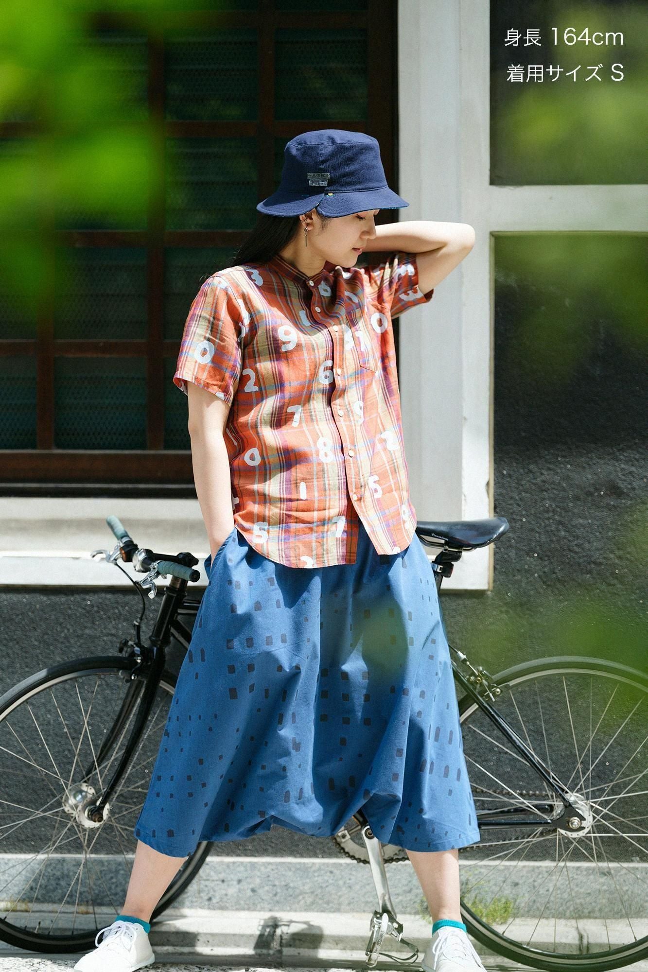 【net limited】Linen Check Short Sleeve Shirt / SO-SU-U dark Orange x Yellow