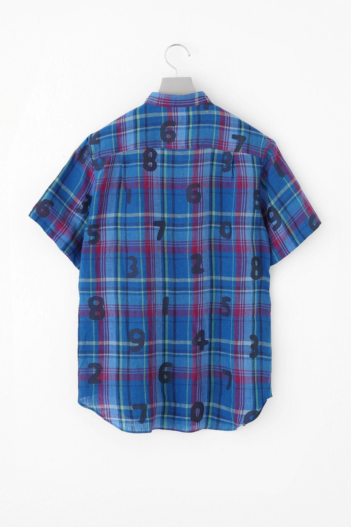 【net limited】Linen Check Short Sleeve Shirt / SO-SU-U blue ×Red