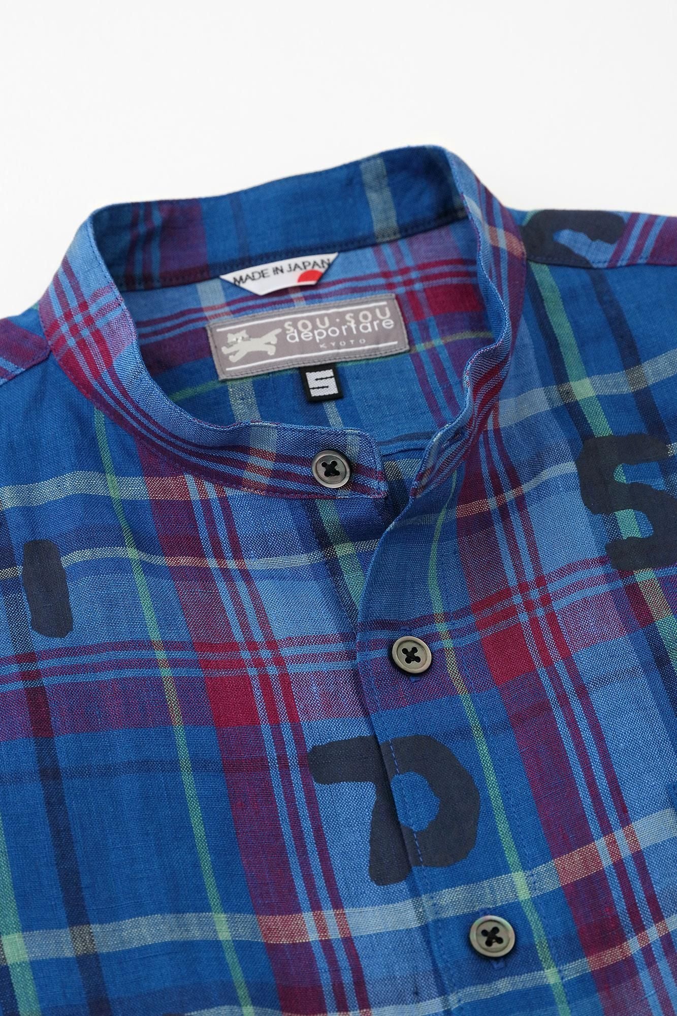 【net limited】Linen Check Short Sleeve Shirt / SO-SU-U blue ×Red