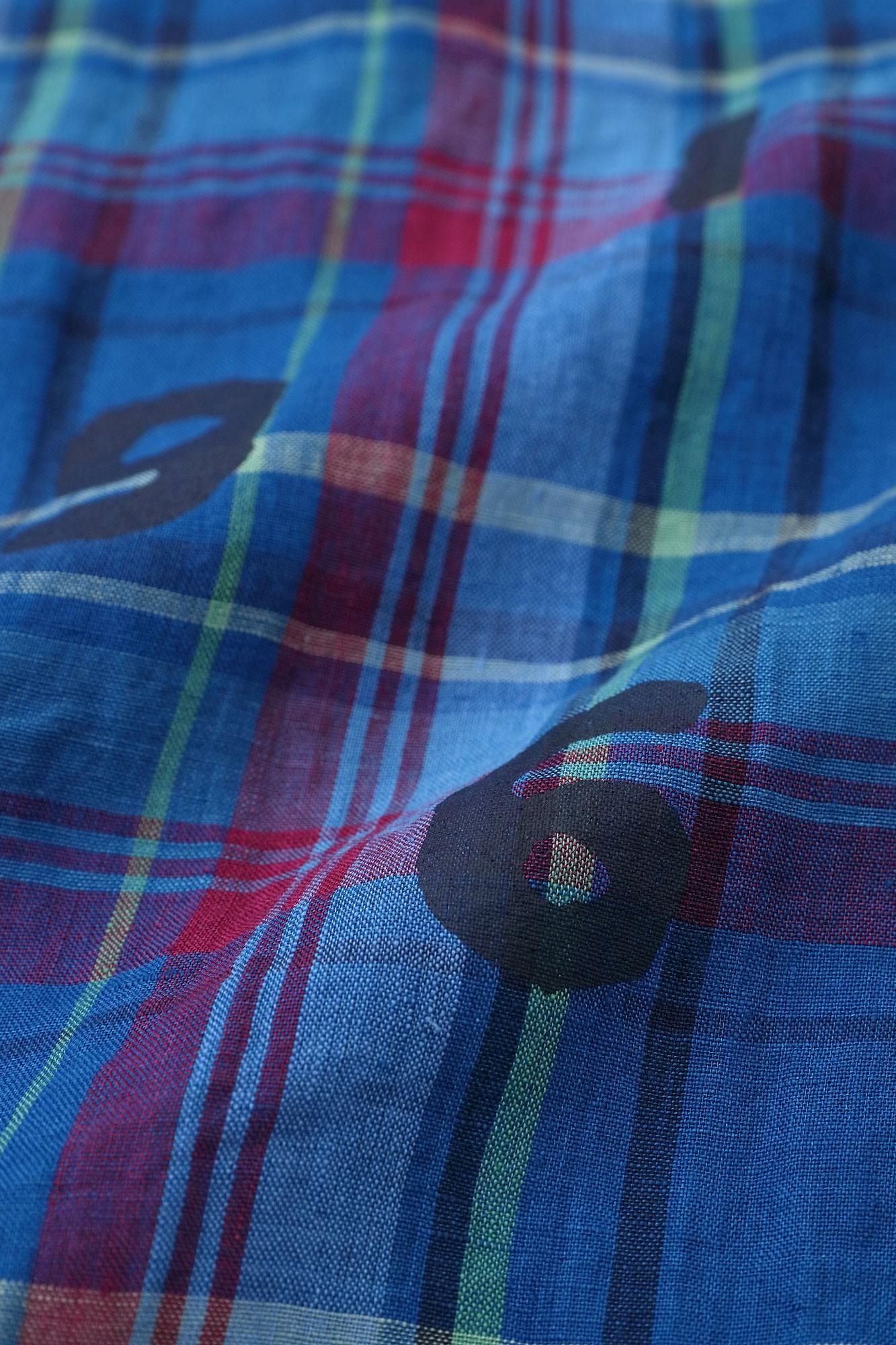 【net limited】Linen Check Short Sleeve Shirt / SO-SU-U blue ×Red