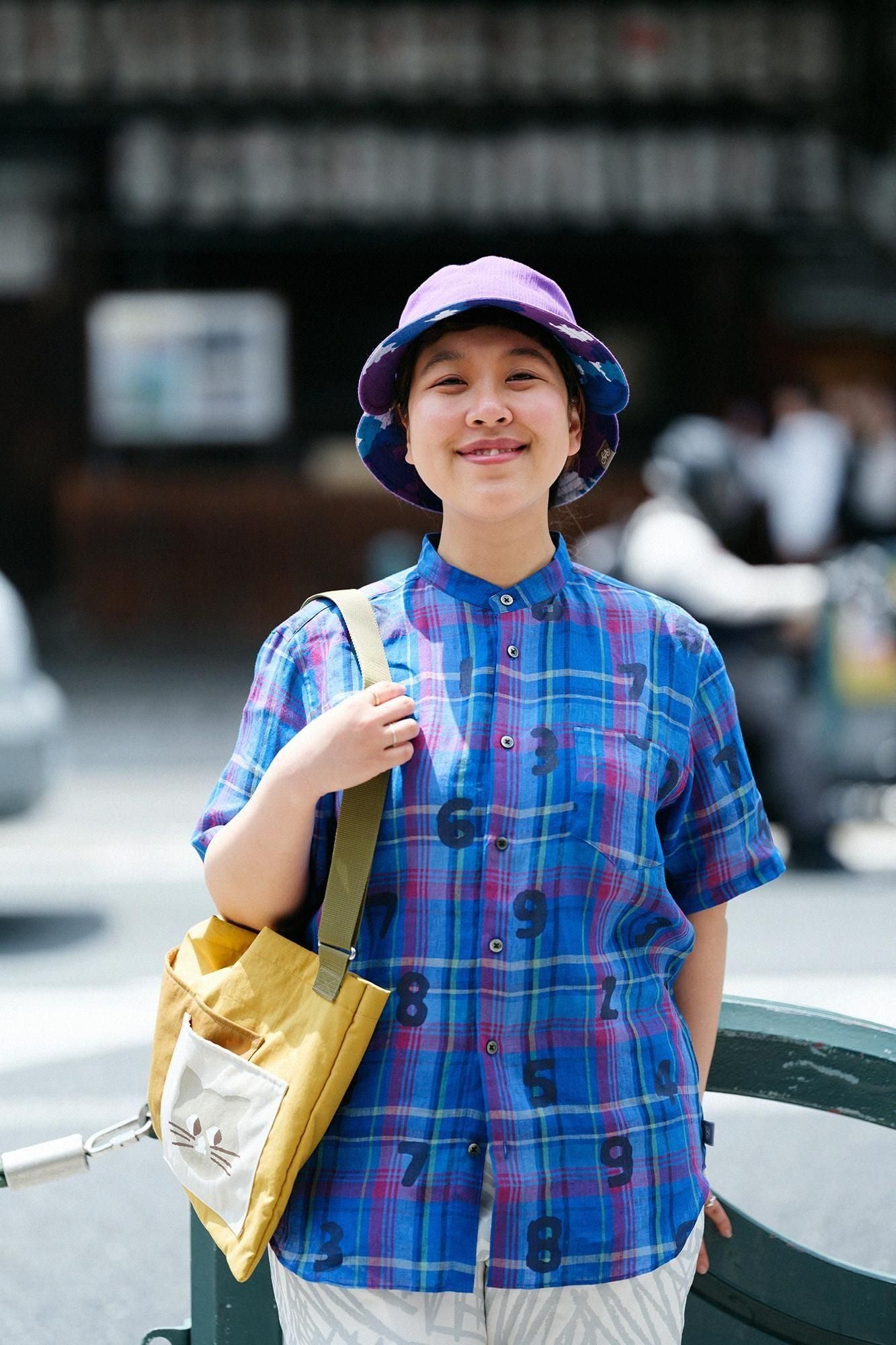 【net limited】Linen Check Short Sleeve Shirt / SO-SU-U blue ×Red