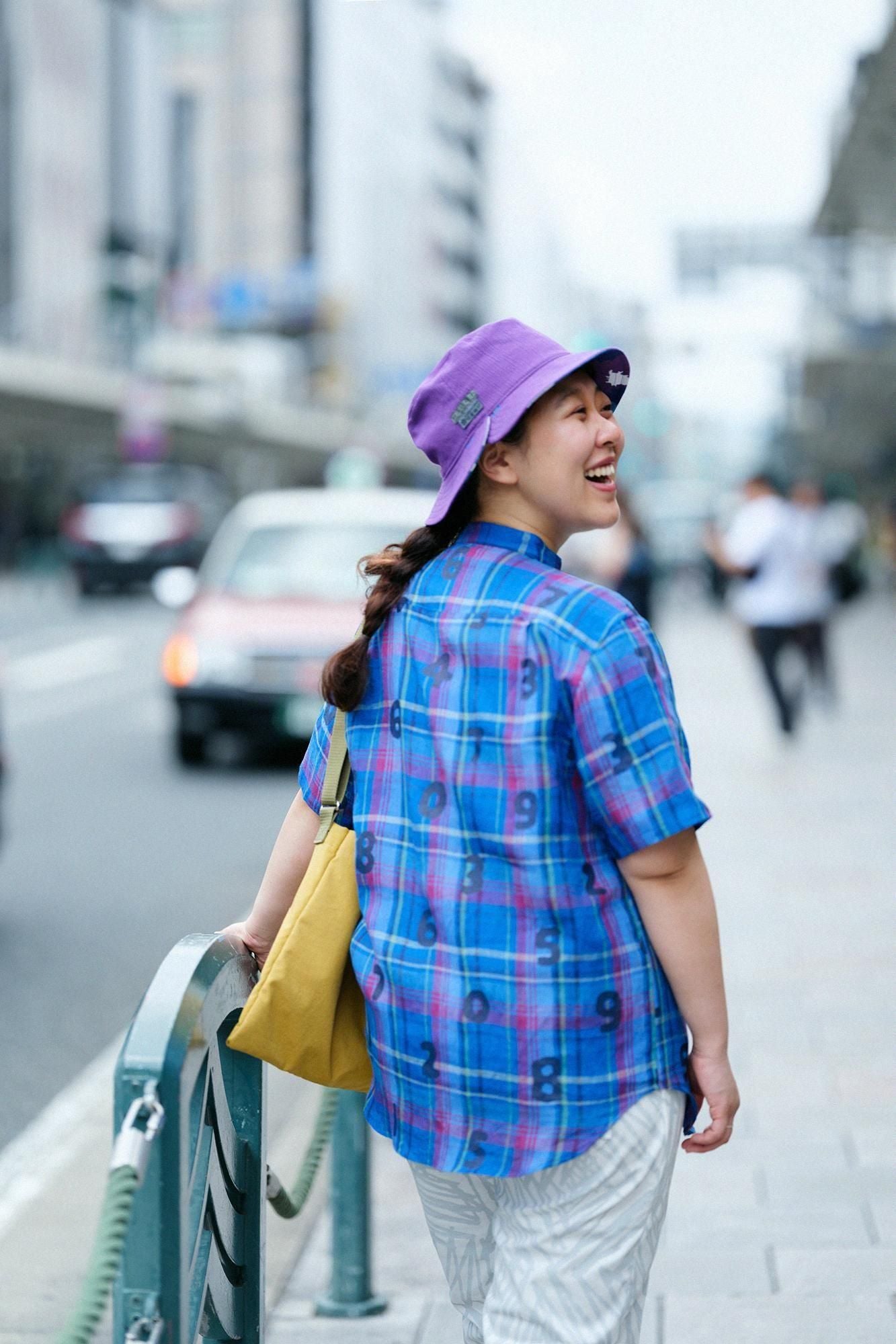 【net limited】Linen Check Short Sleeve Shirt / SO-SU-U blue ×Red