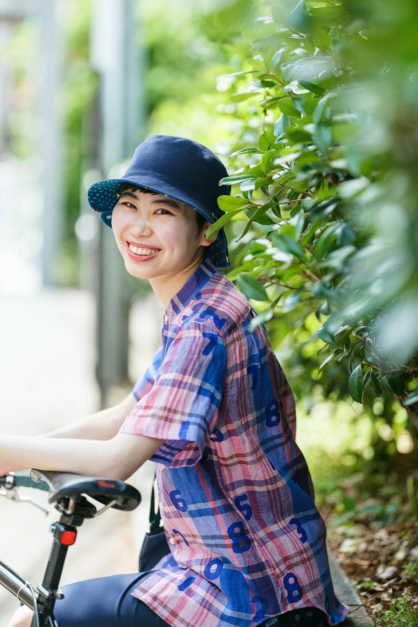 Linen Check Short Sleeve Shirt / SO-SU-U pink x blue