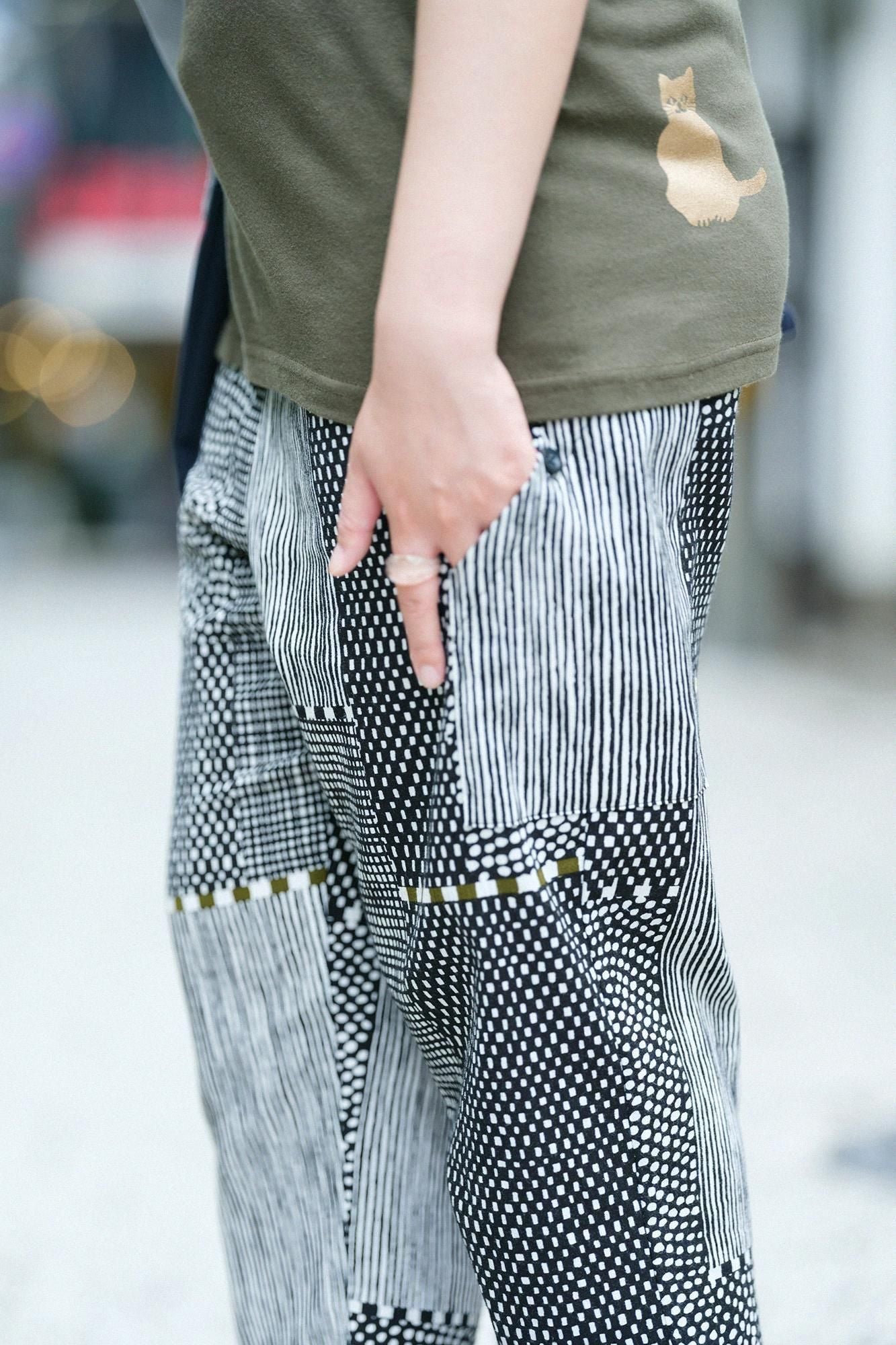 Chizimi Cotton 20/20 BIKE Steteco / Lines and Dots Ink Black