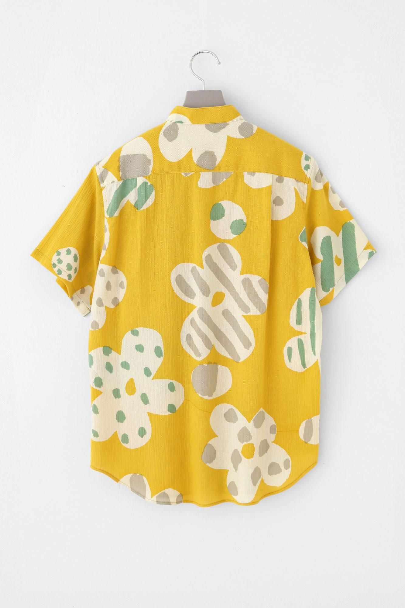 高島縮棉 20/20立領短袖襯衫/綻放