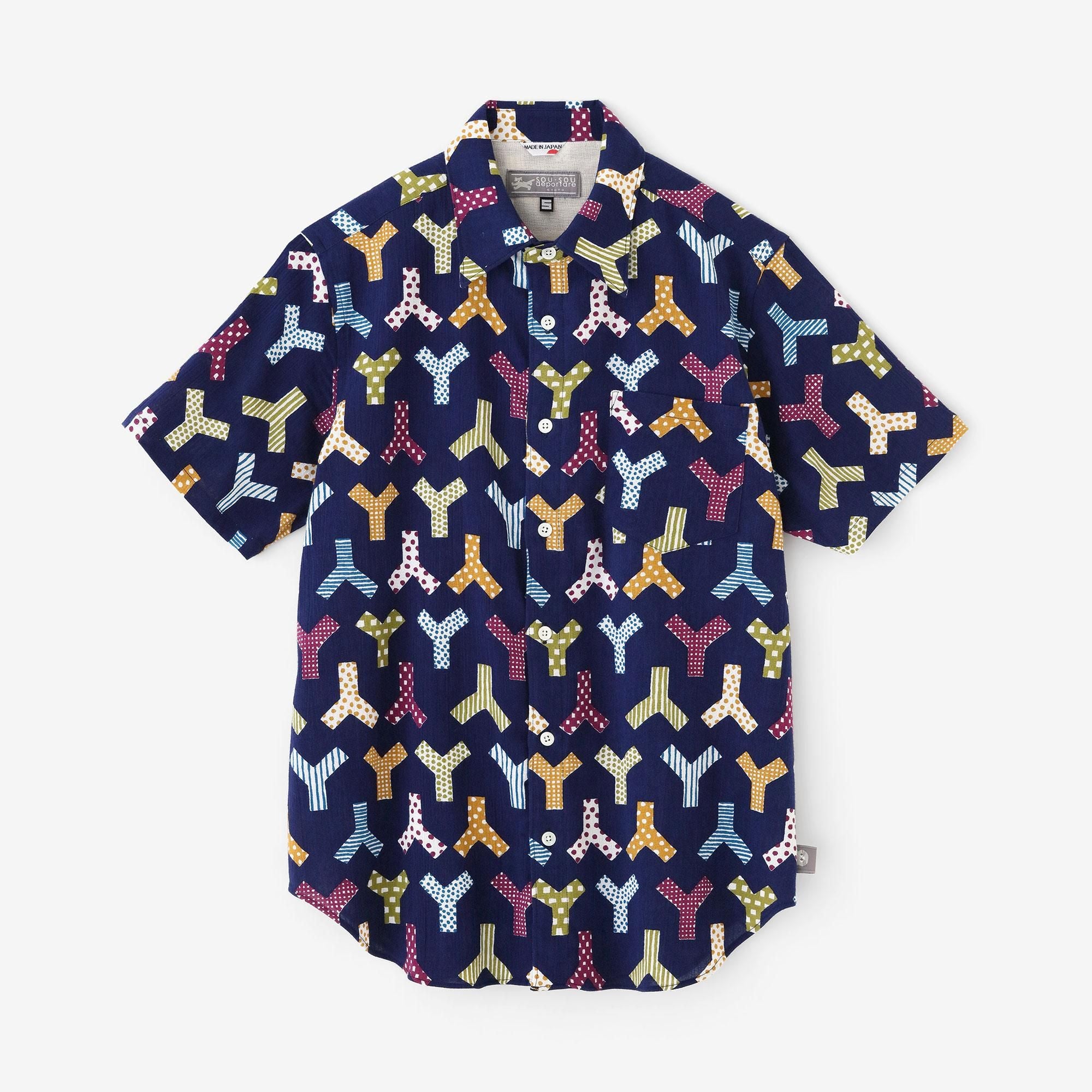 DOCUS ドゥーカスモックネックシャツ3L ネイビーHaraken 半袖シャツ 高島縮 20/20 半袖シャツ／人柄（ひとがら）