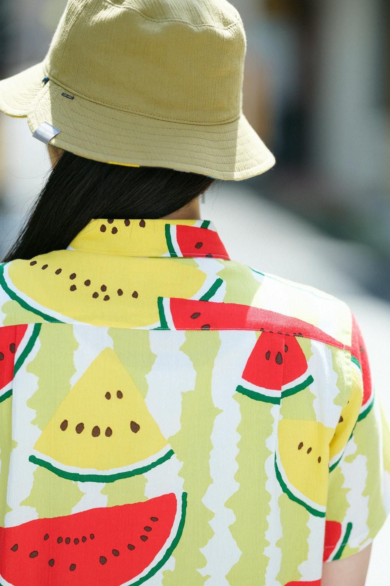 高島縮棉 20/20短袖襯衫/西瓜