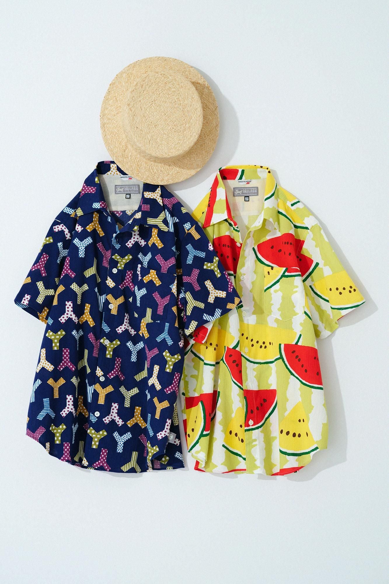 高島縮棉 20/20短袖襯衫/西瓜