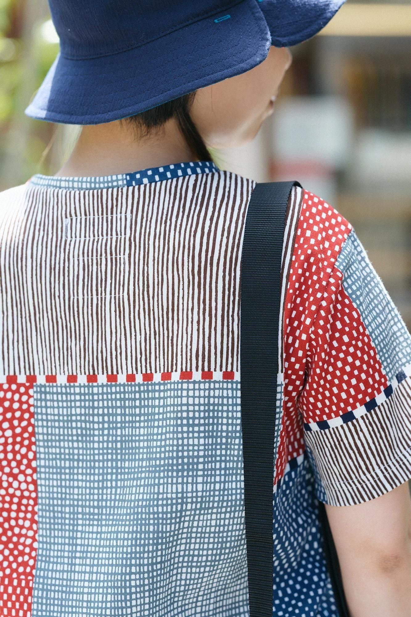 高島縮棉 40/40短袖T-shirt /點線桂