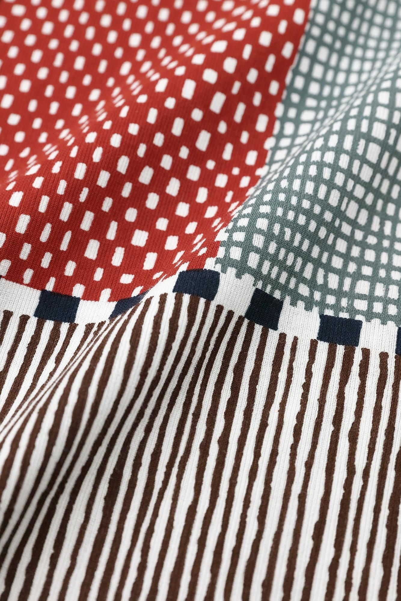 高島縮棉 40/40短袖T-shirt /點線桂