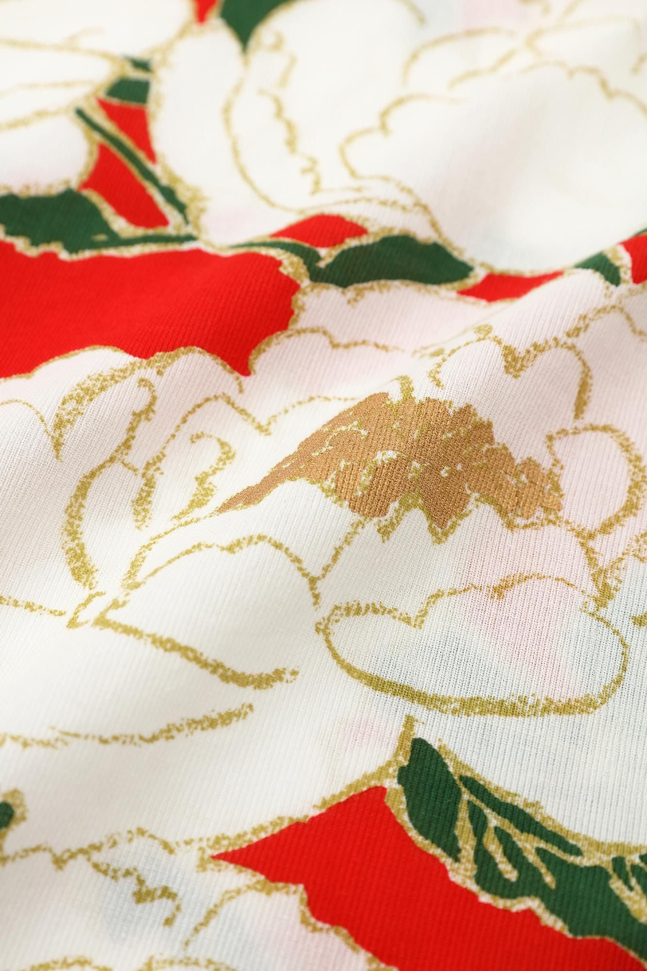 Takashima chiku 40/40短袖T恤/牡丹花(botan hanasaku)