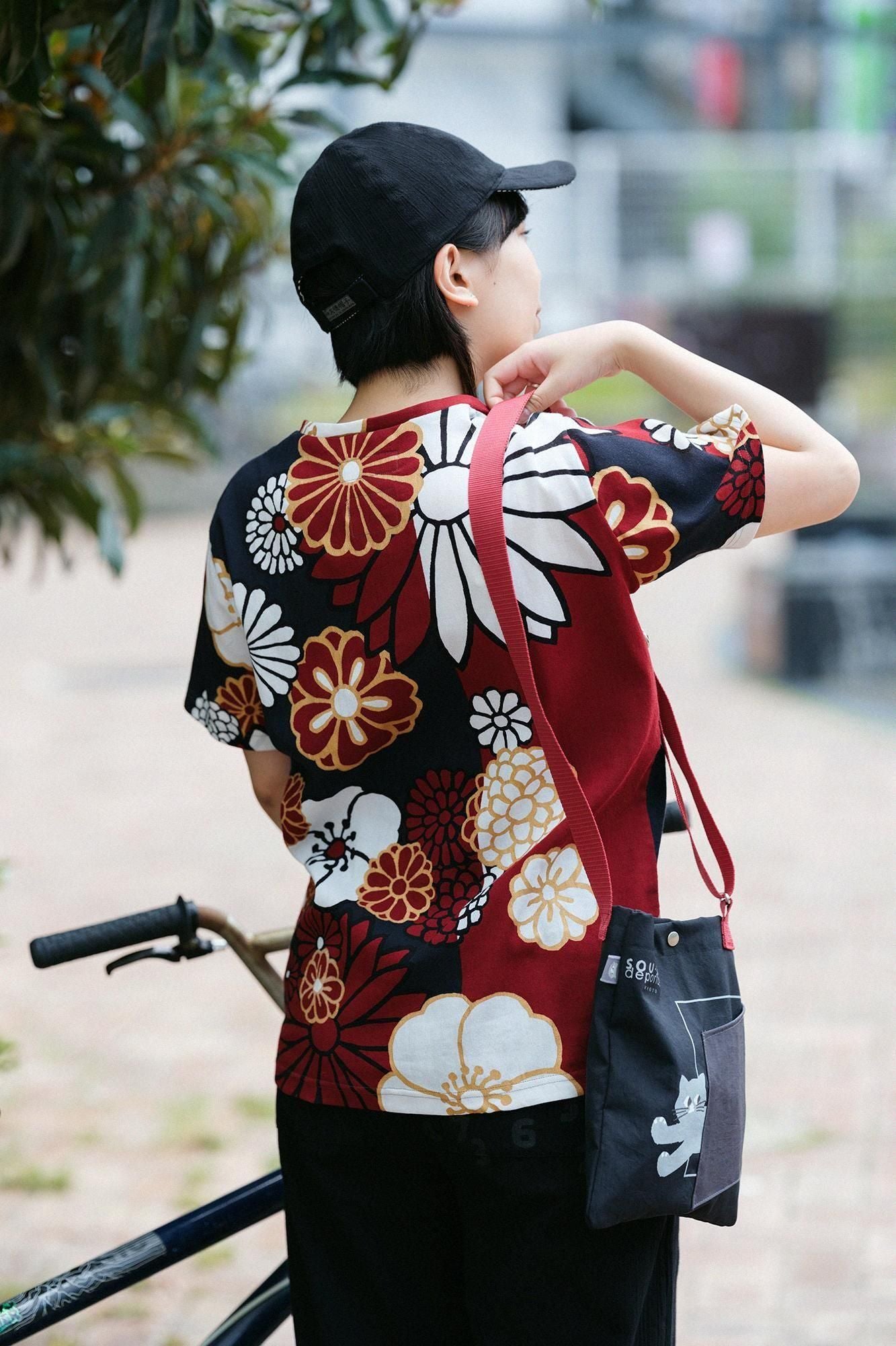 高島縮棉 40/40短袖T-shirt/金襴緞子