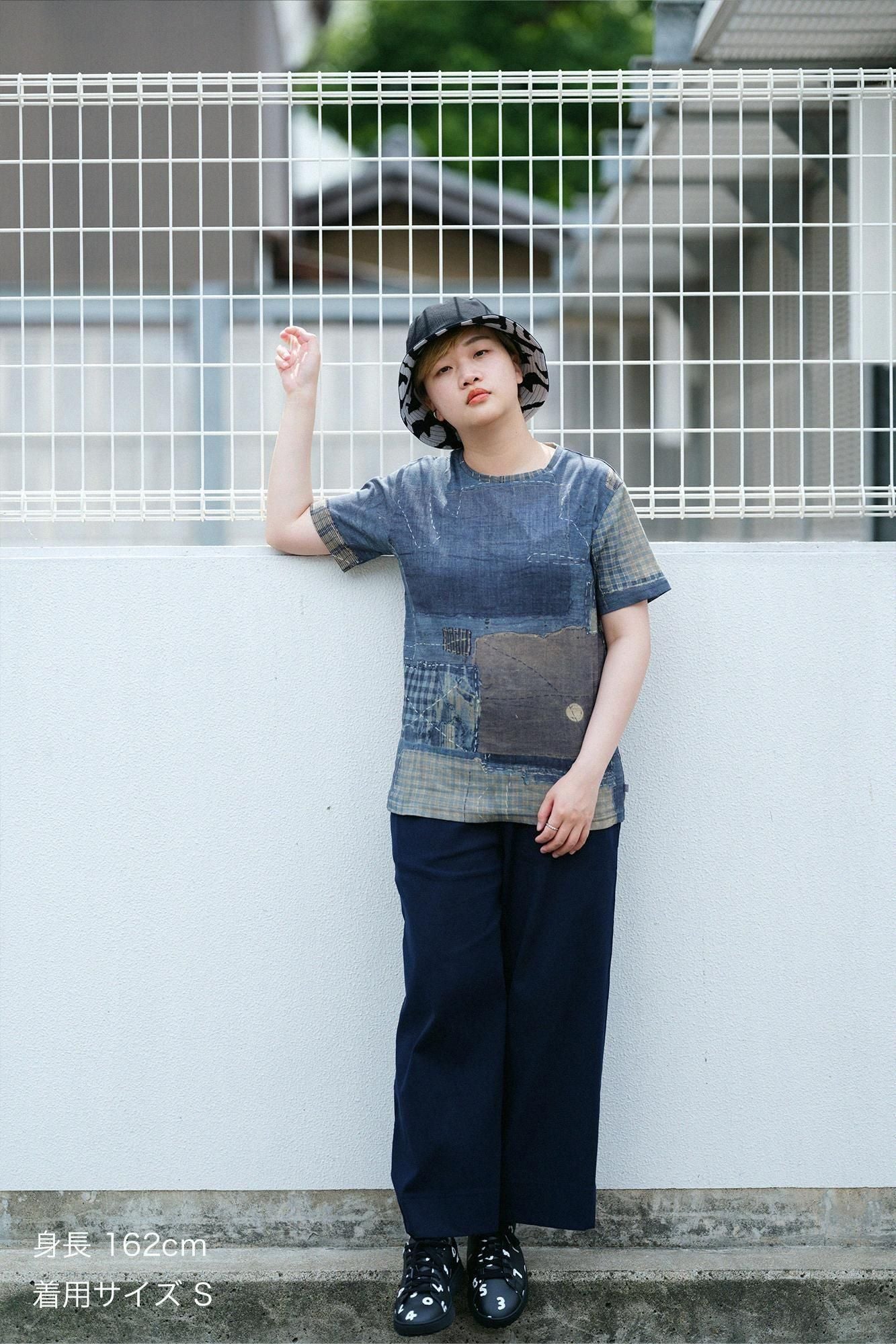 高島縮棉 40/40短袖T-shirt / BORO IJ