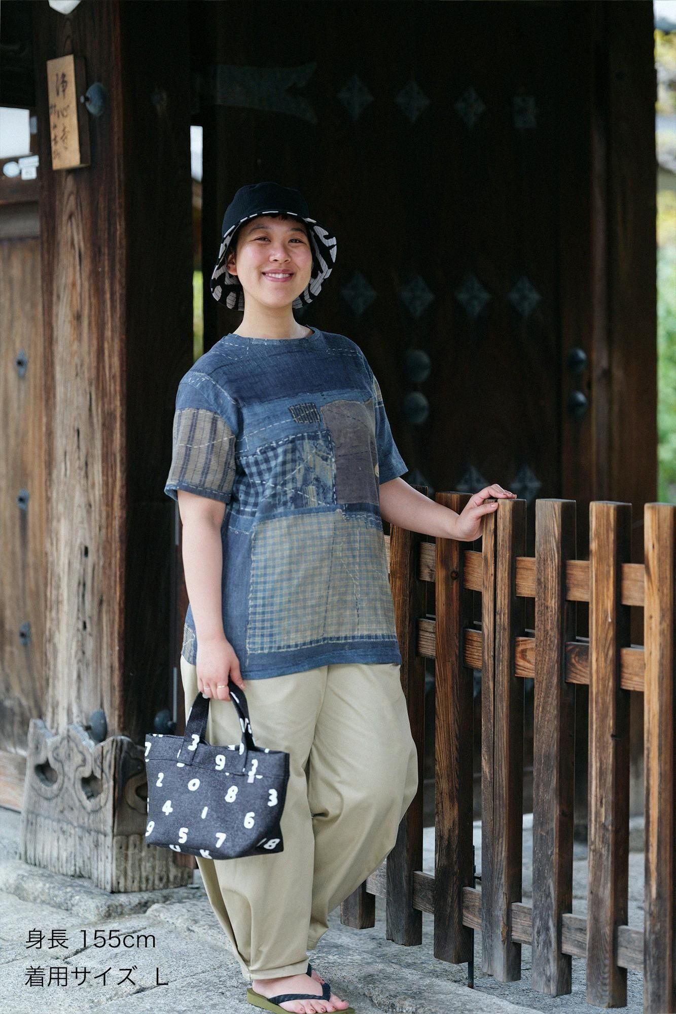 高島縮棉 40/40短袖T-shirt / BORO IJ