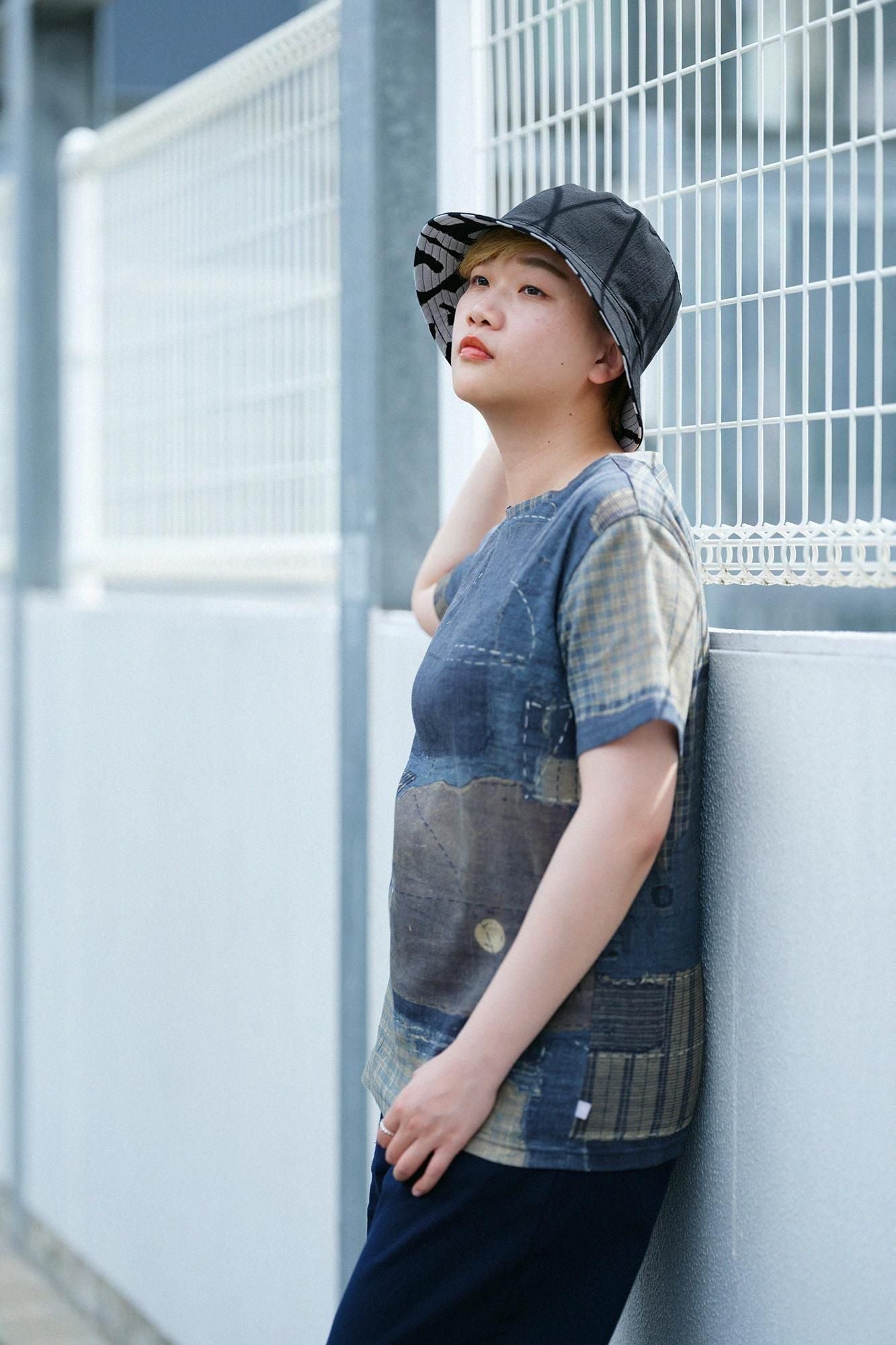 高島縮棉 40/40短袖T-shirt / BORO IJ