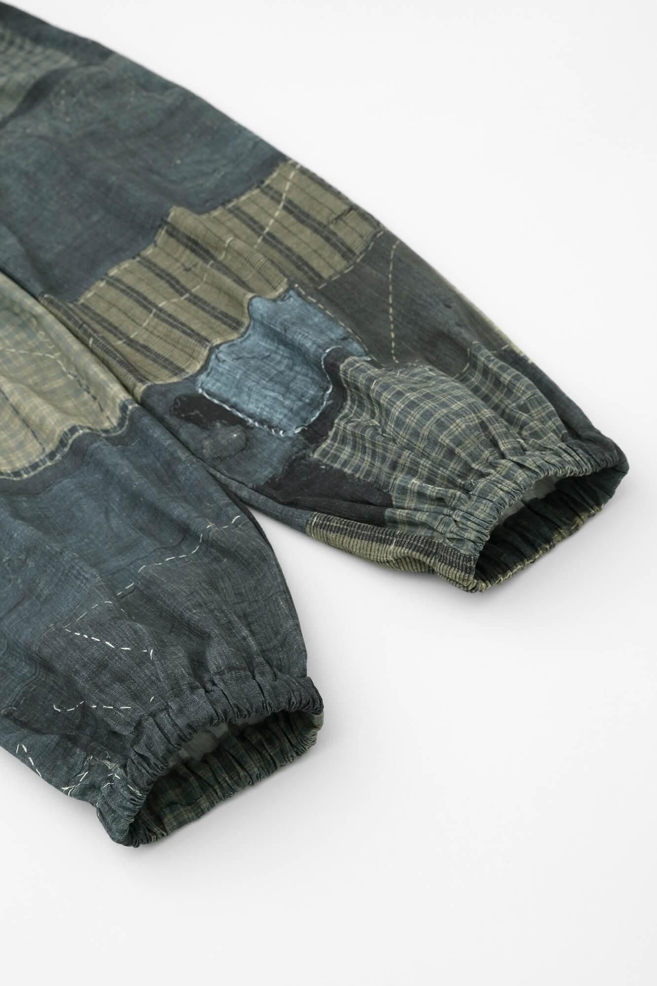 高島縮 20/20 作務衣(さむえ) 下/BORO IJ