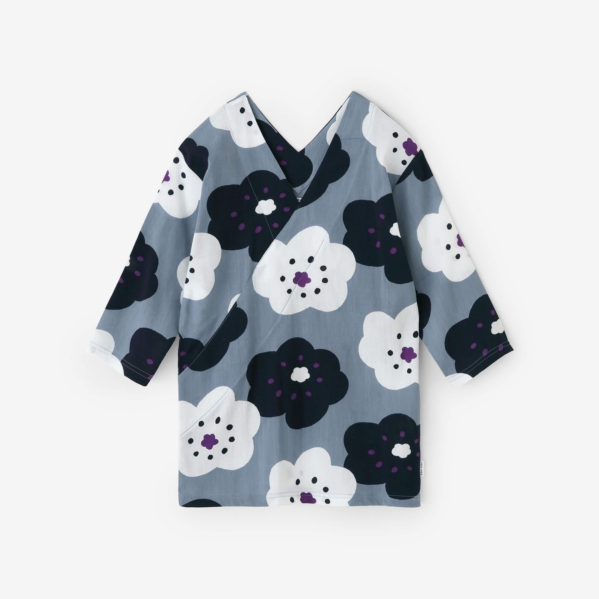 Chizimi Cotton 40/40 V-neck Shirt Elbow Length Sleeve / Smile