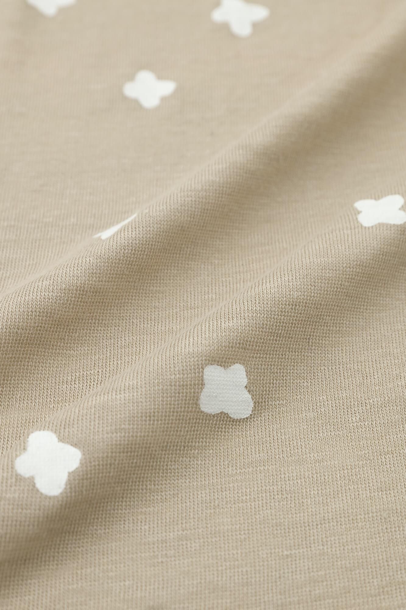 Cotton-linen Blend(Menasa) Knit(Ami) Kimono Sleeve Cardigan(childsignDesaya)/Small Scattered Flowers Beige