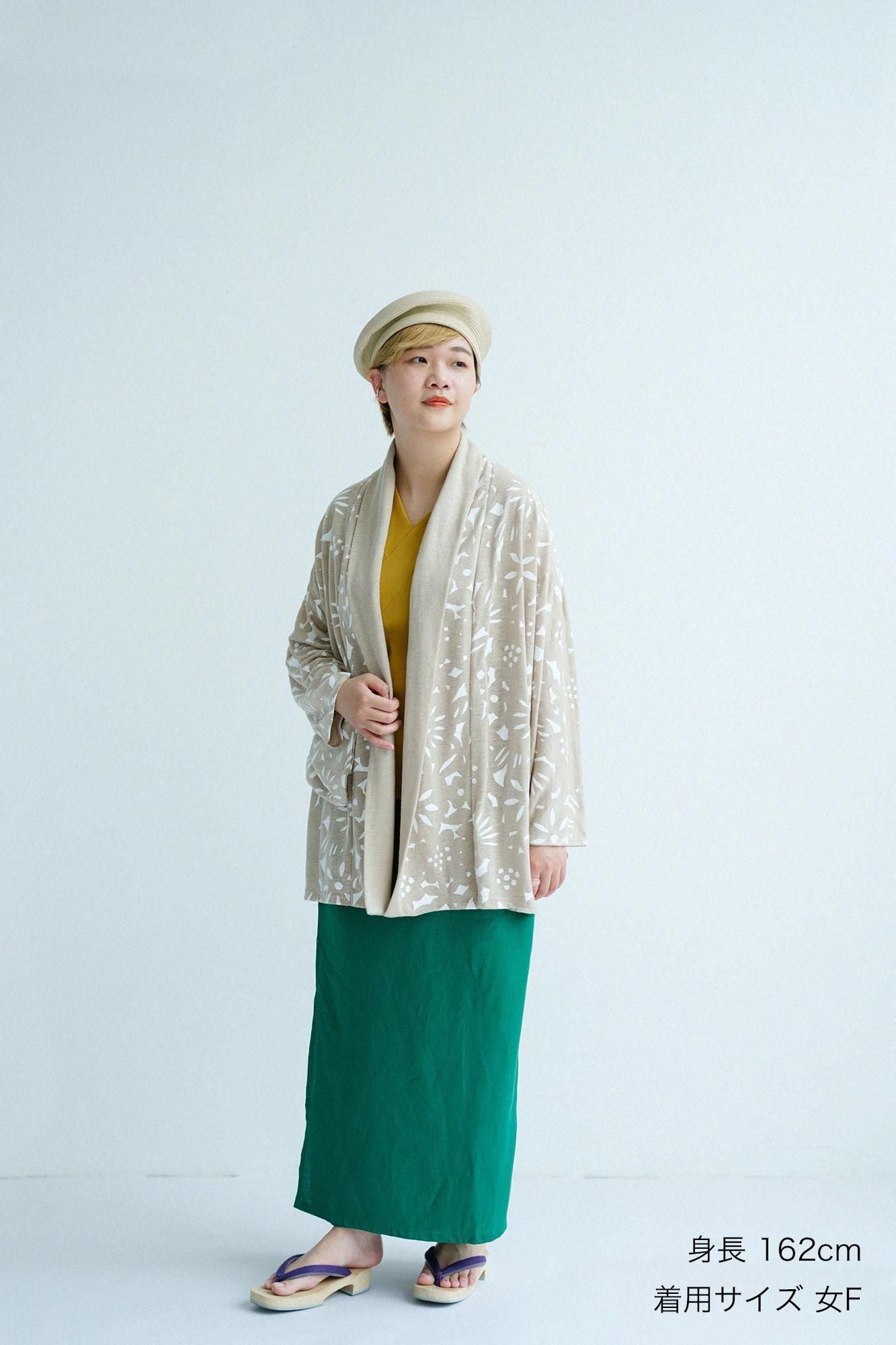 Cotton-linen Blend(Menasa) Knit(Ami) Kimono Sleeve Cardigan(childsignDesaya)/Paper Cutout(Paper Cutout) Beige(Nanamiro)