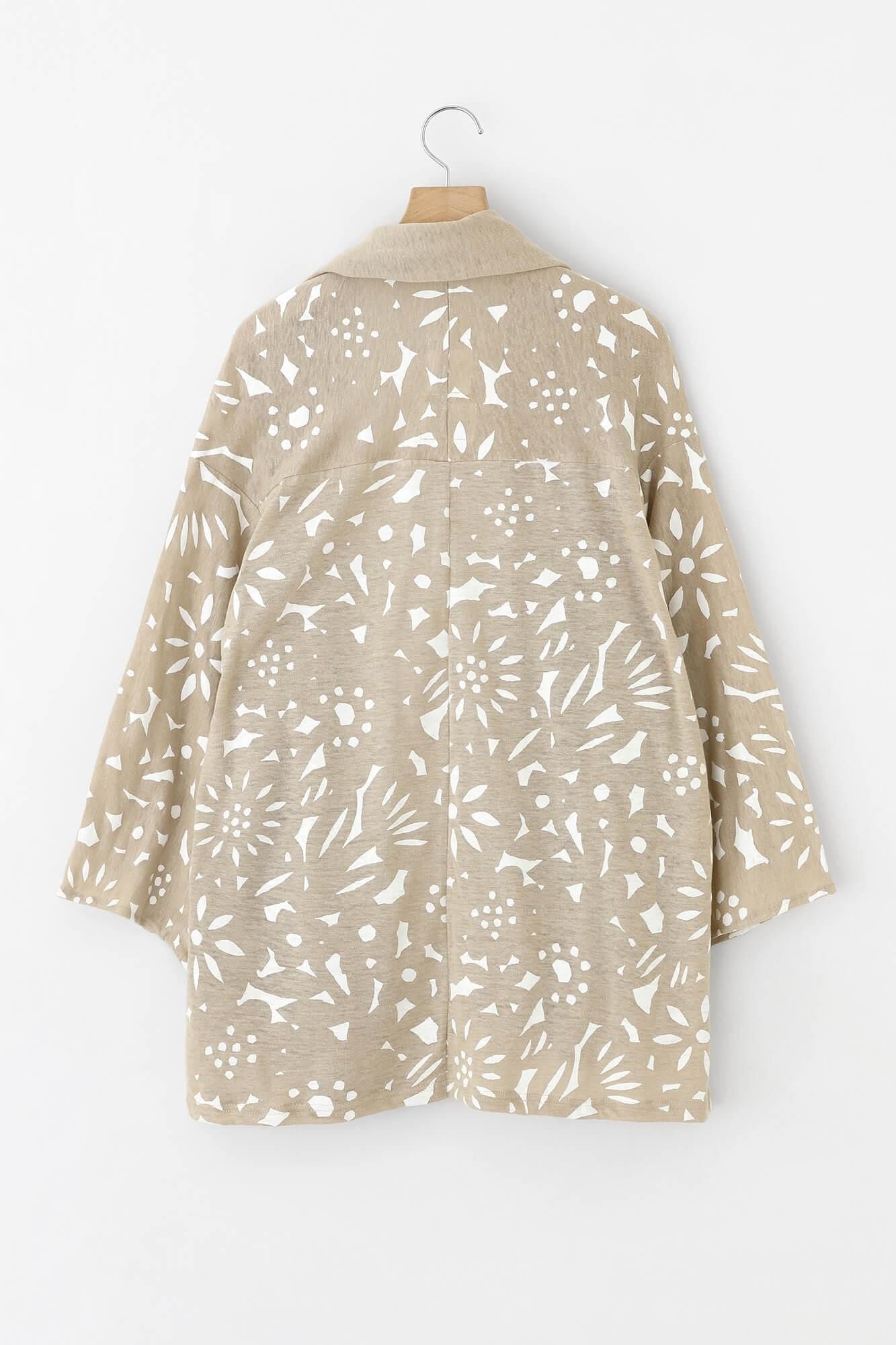 Cotton-linen Blend(Menasa) Knit(Ami) Kimono Sleeve Cardigan(childsignDesaya)/Paper Cutout(Paper Cutout) Beige(Nanamiro)