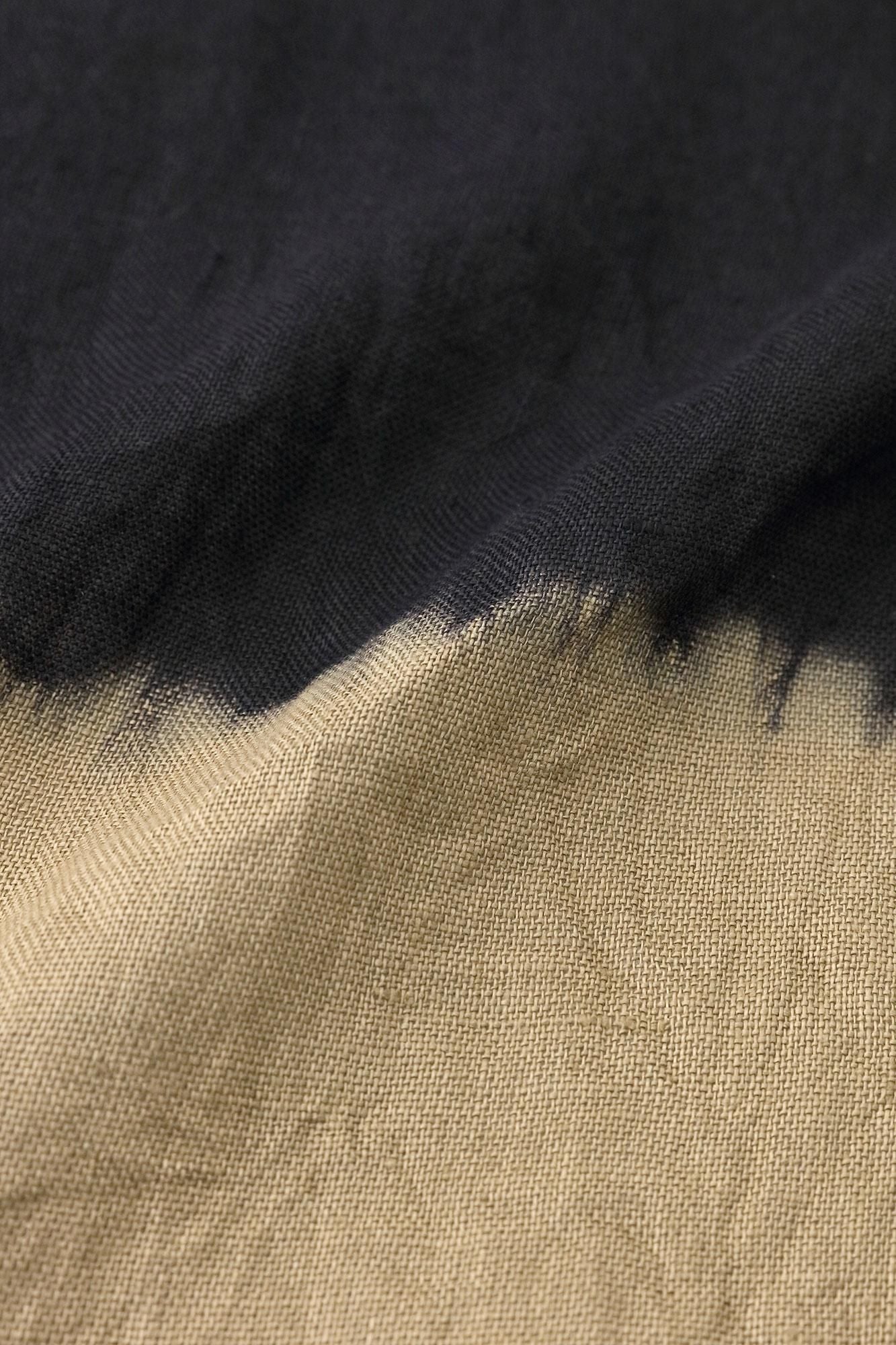 近清紮染 麻紗 梯形袖 短外套 单/单。分層染 黑色×亞麻色