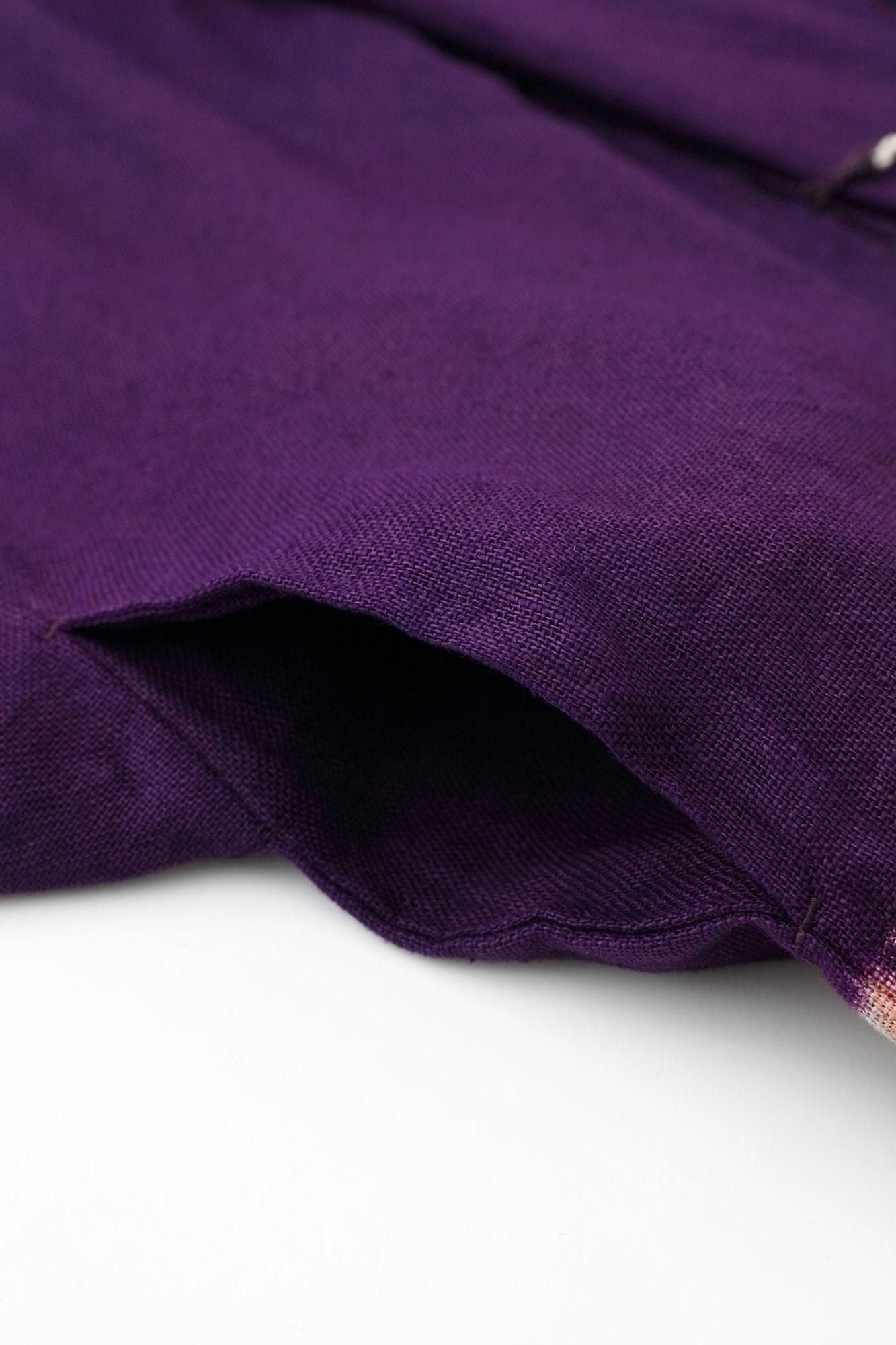 【官網限定】近清紮染 麻紗 梯形袖 短外套 單層/分層染 深紫色×紫紅色