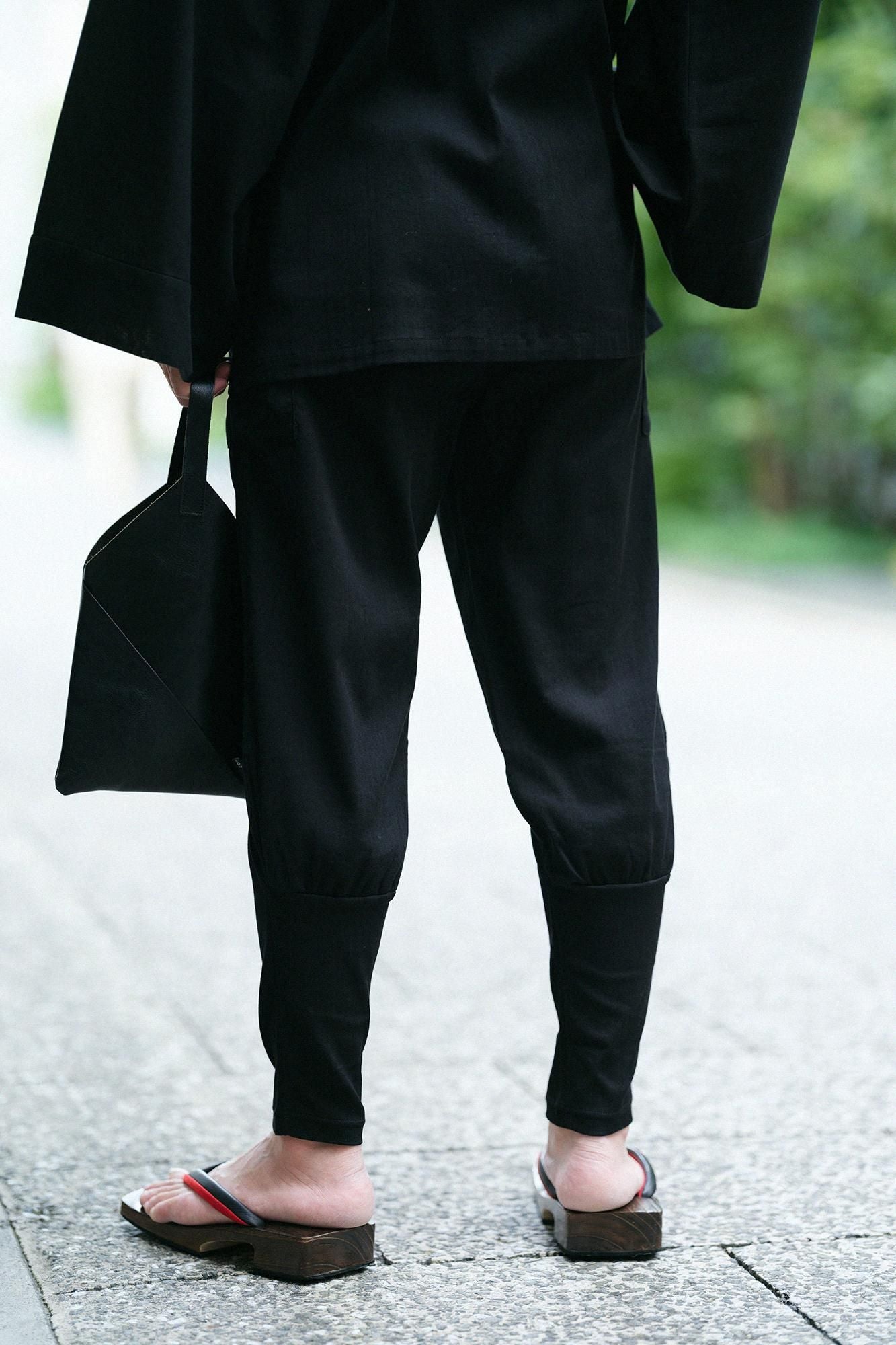 海島綿 高島縮棉 20/20哈倫褲/黑色