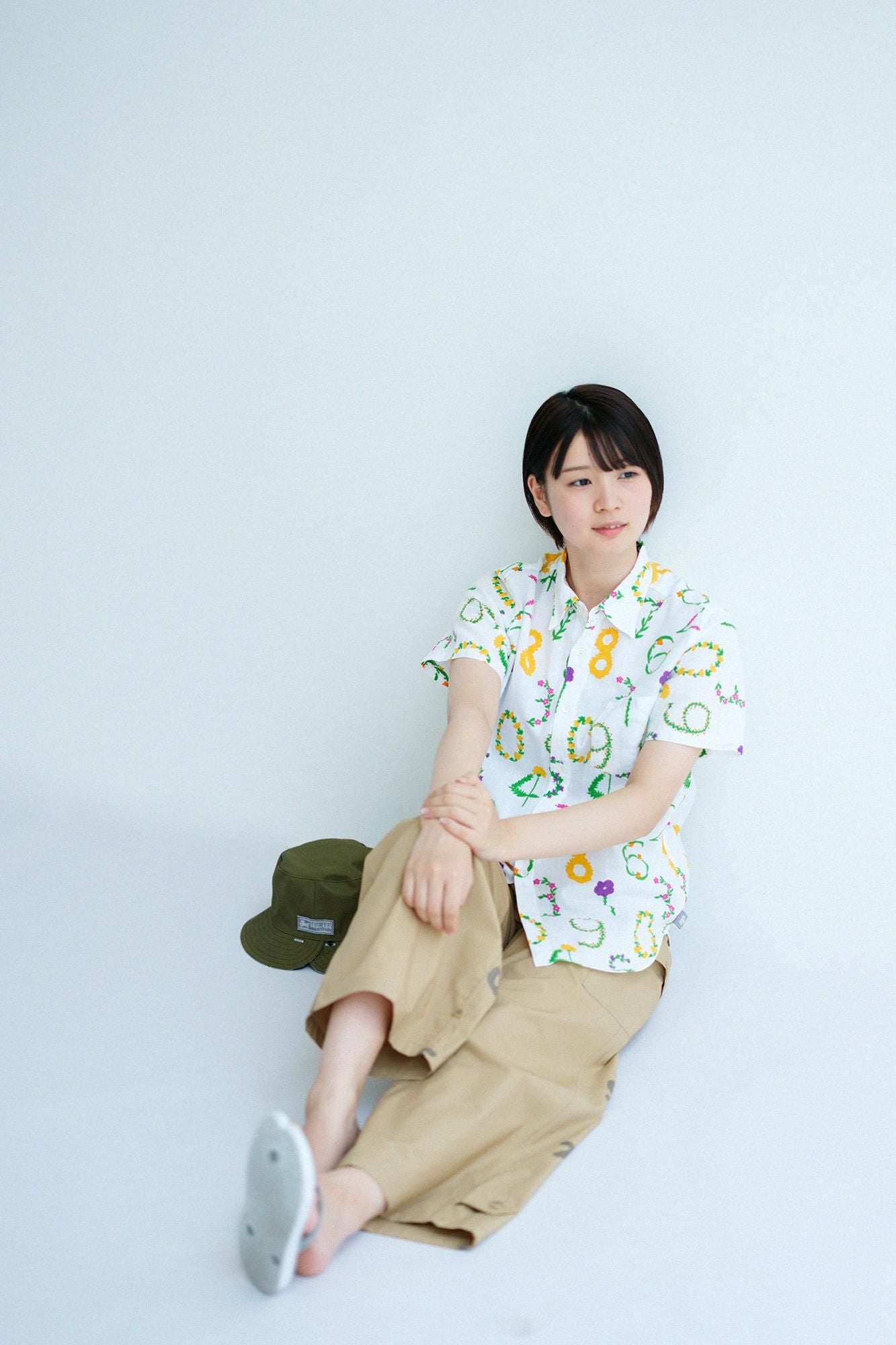 【net limited】Isemomen Cotton Bun// Short Sleeve Shirt Floral Numbers