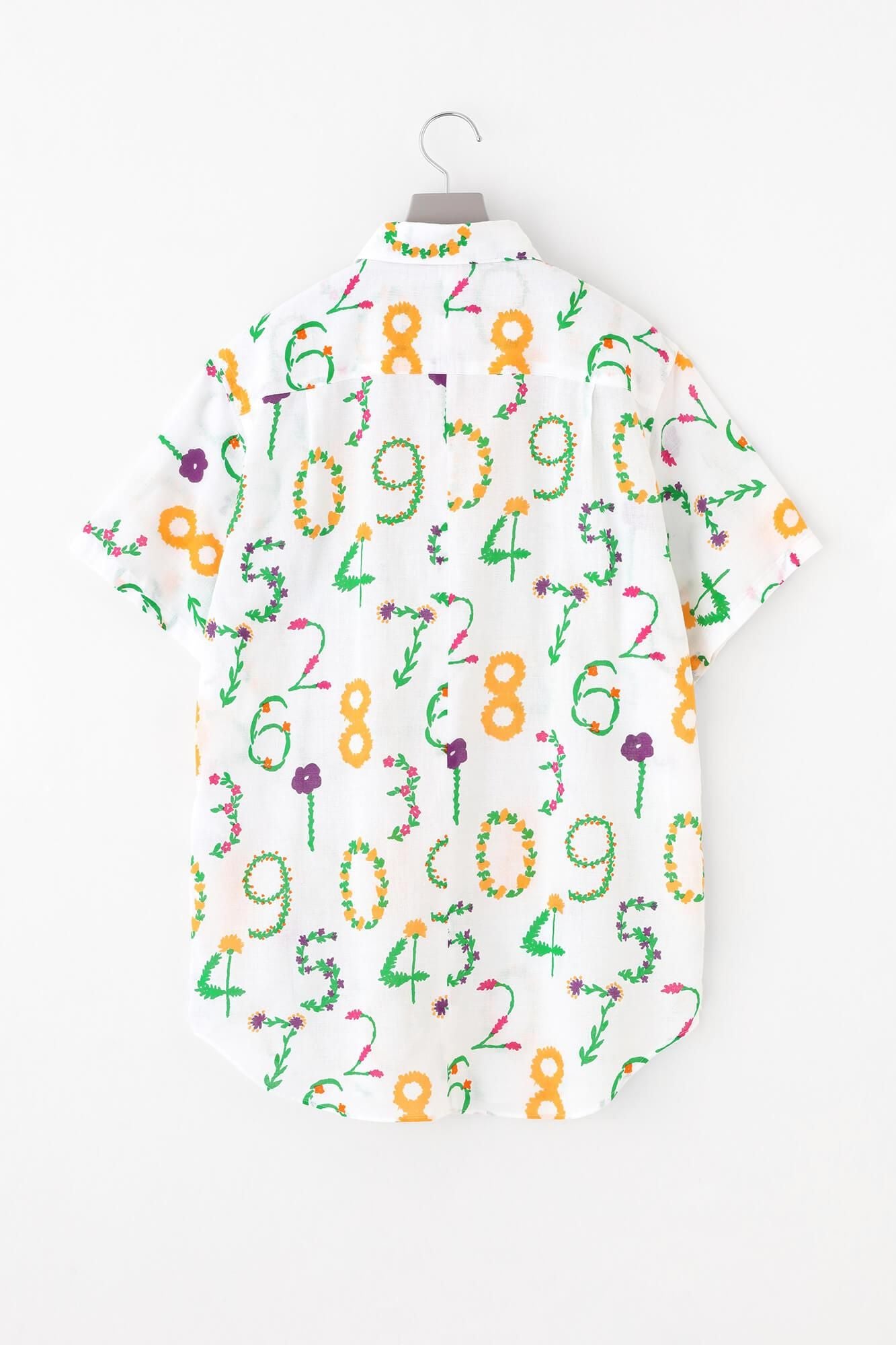 【net limited】Isemomen Cotton Bun// Short Sleeve Shirt Floral Numbers