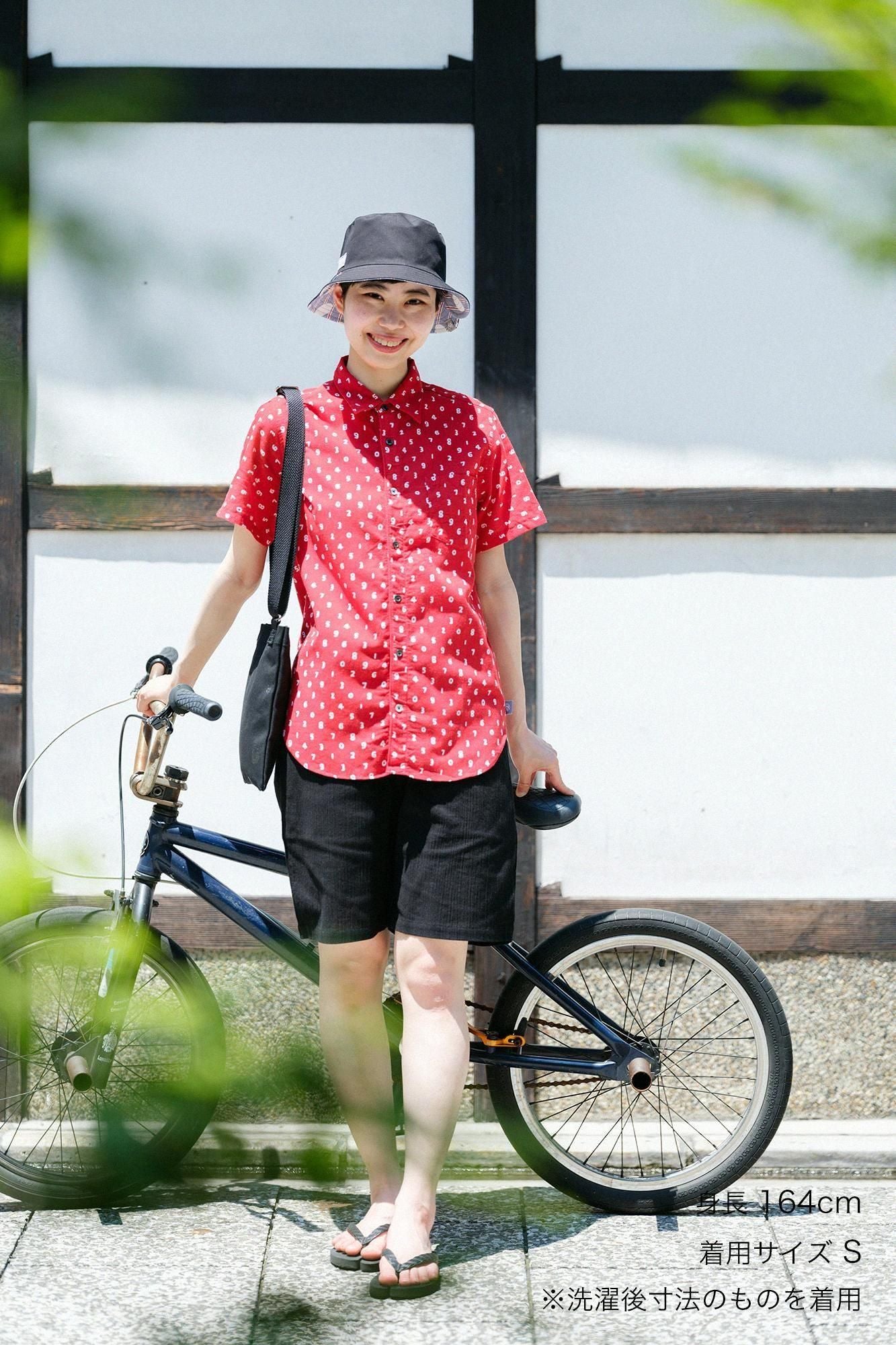 【net limited】Isemomen Cotton Bun / Short Sleeve Shirt Mini SO-SU-U Red