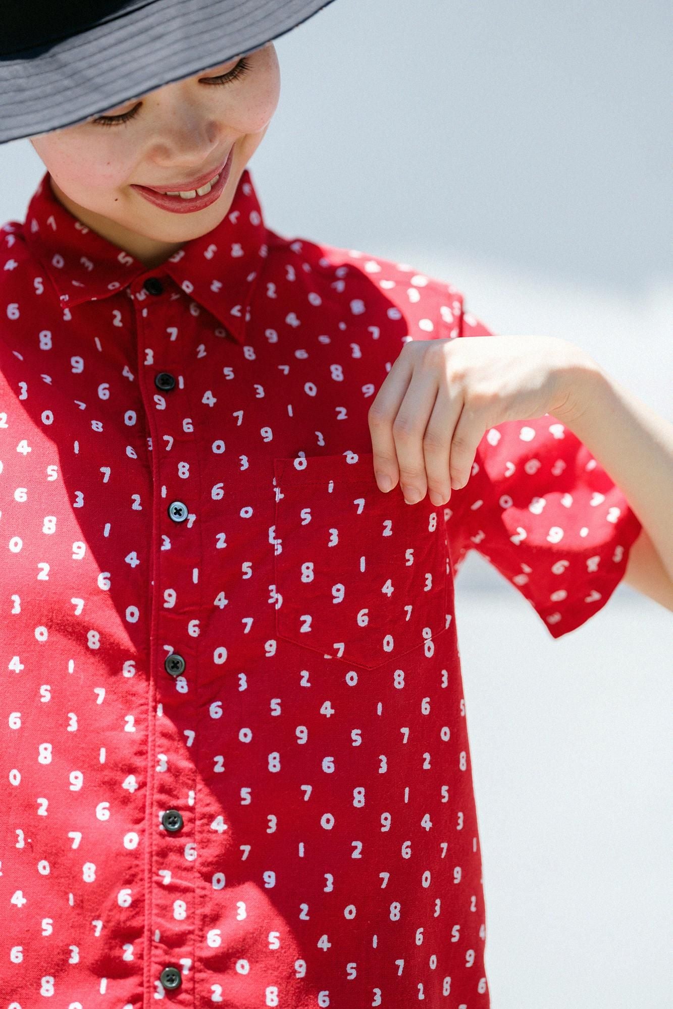 【net limited】Isemomen Cotton Bun / Short Sleeve Shirt Mini SO-SU-U Red