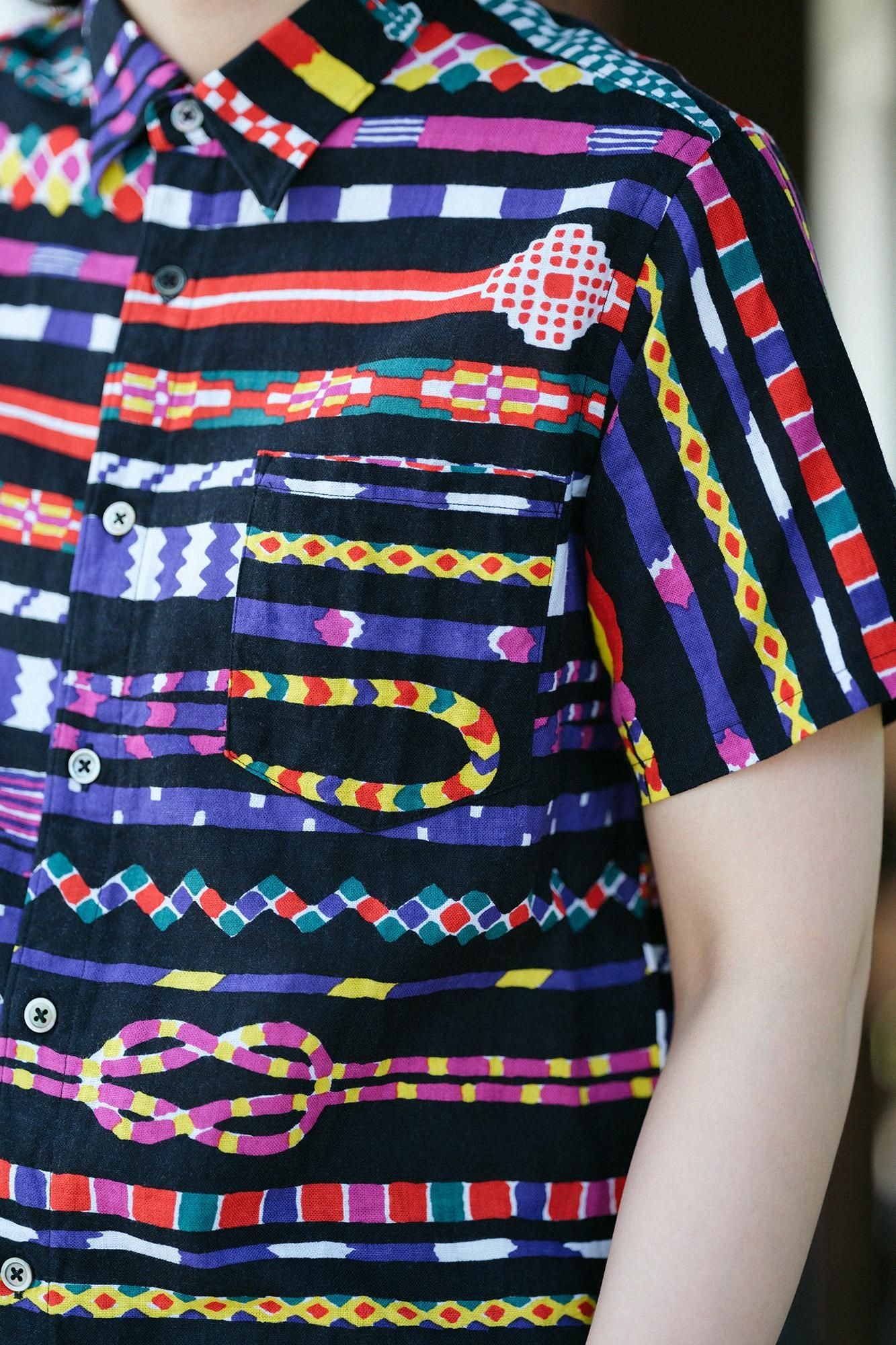 【官網限定】伊勢木棉文/.短袖襯衫編繩