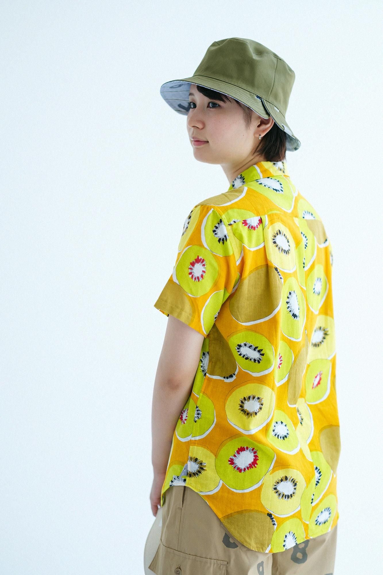 【官網限定】伊勢木棉文短袖襯衫/奇異果