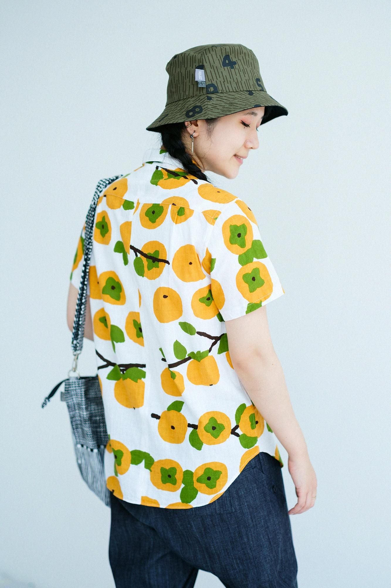 【net限定】伊勢木綿 文(ぶん) 半袖シャツ/柿(かき)