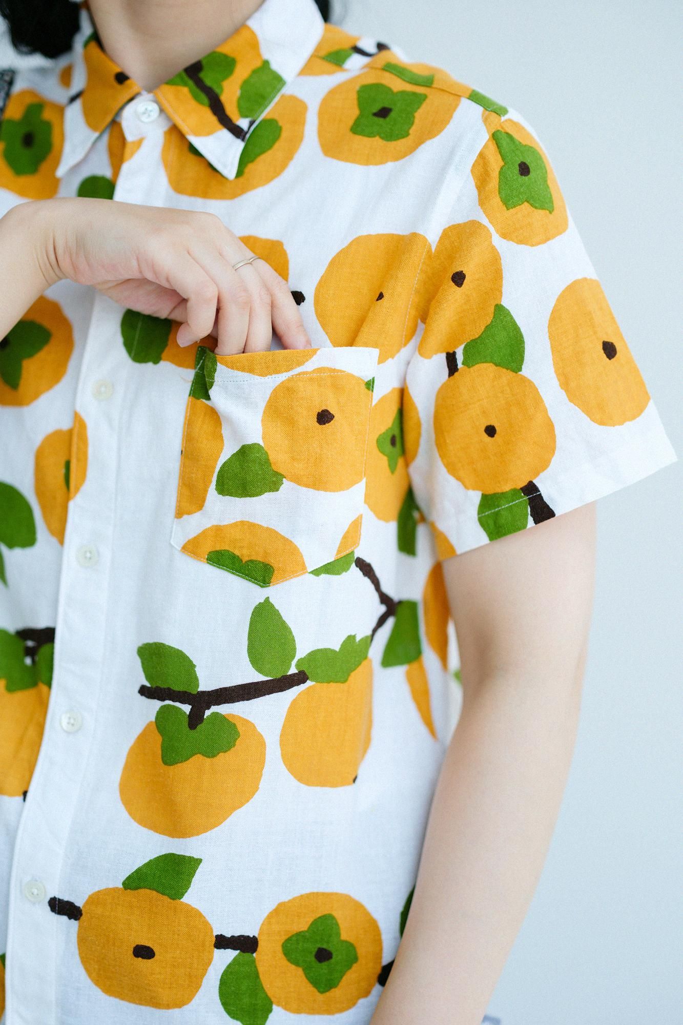 【net限定】伊勢木綿 文(ぶん) 半袖シャツ/柿(かき)