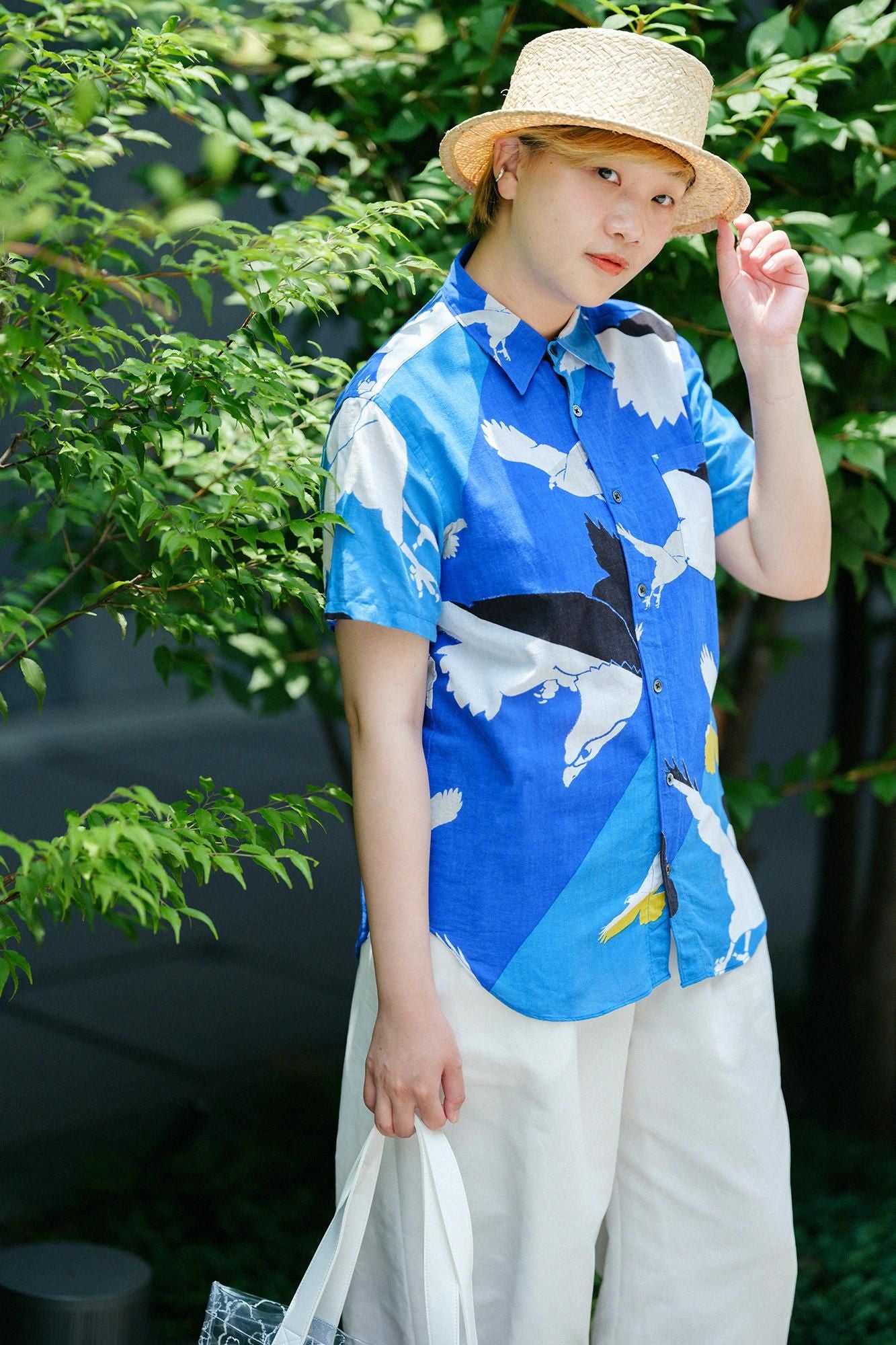 【net限定】伊勢木綿 文(ぶん) 半袖シャツ/鷹(たか)