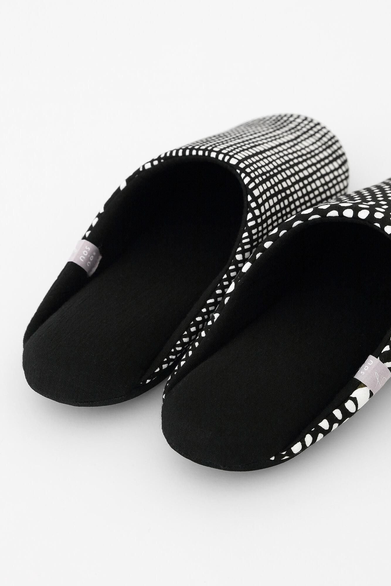 圖案紋樣室內拖鞋/點線 墨色