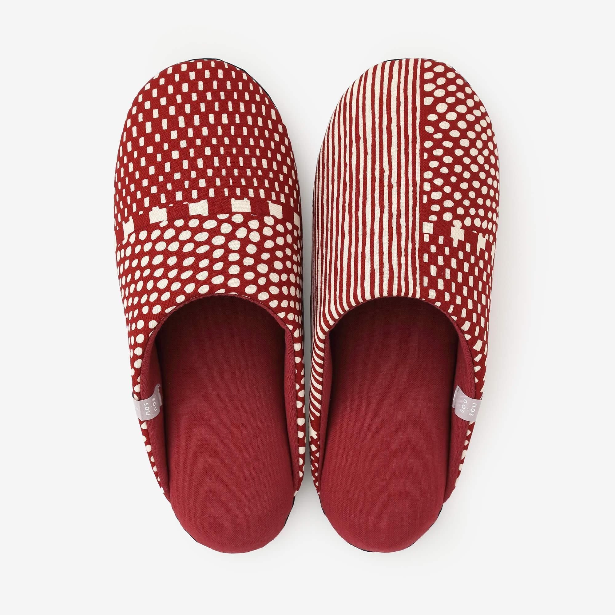 Textile Slippers / Lines and Dots Russet