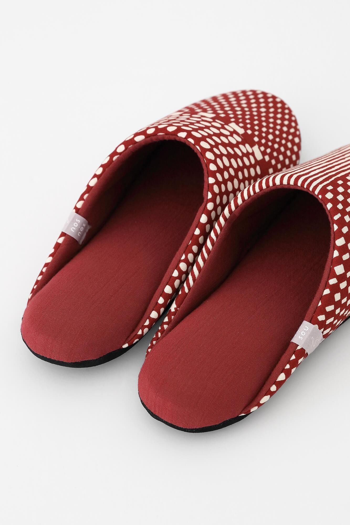 Textile Slippers / Lines and Dots Russet