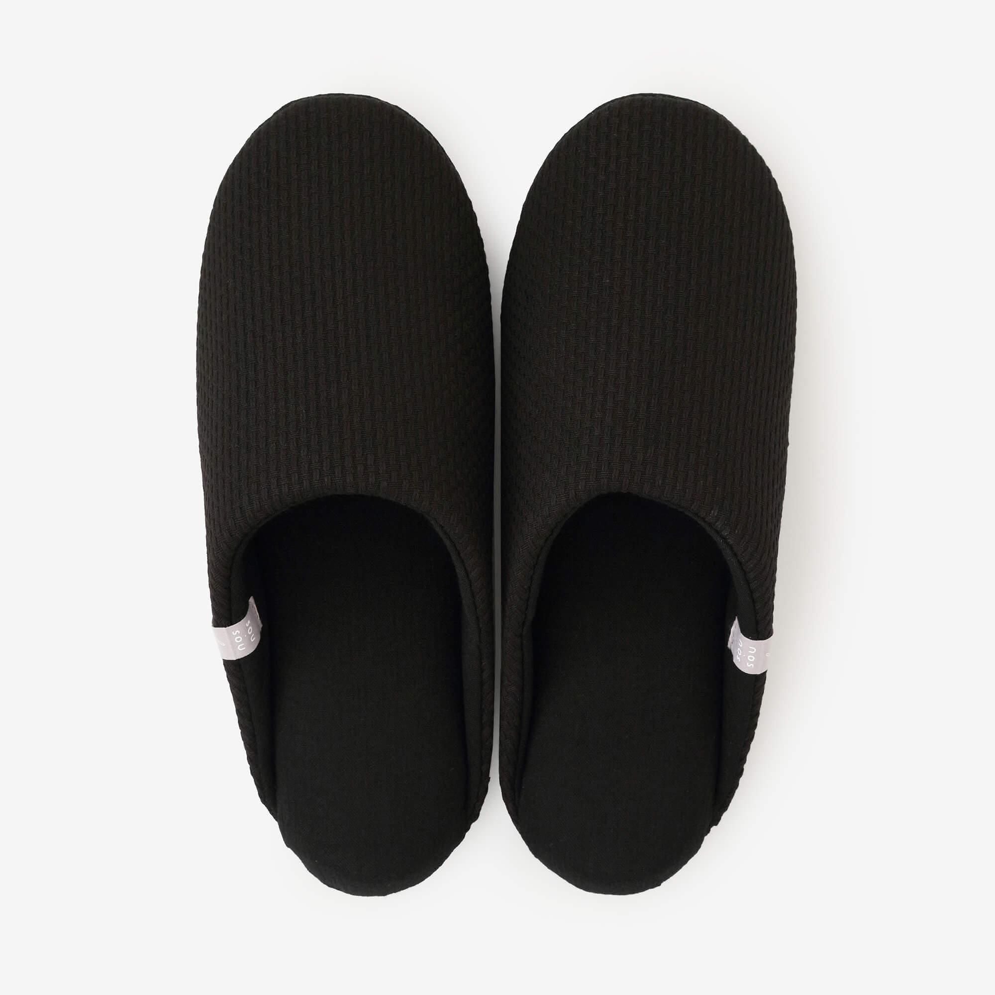 圖案紋樣室內拖鞋/刺子織 黑色