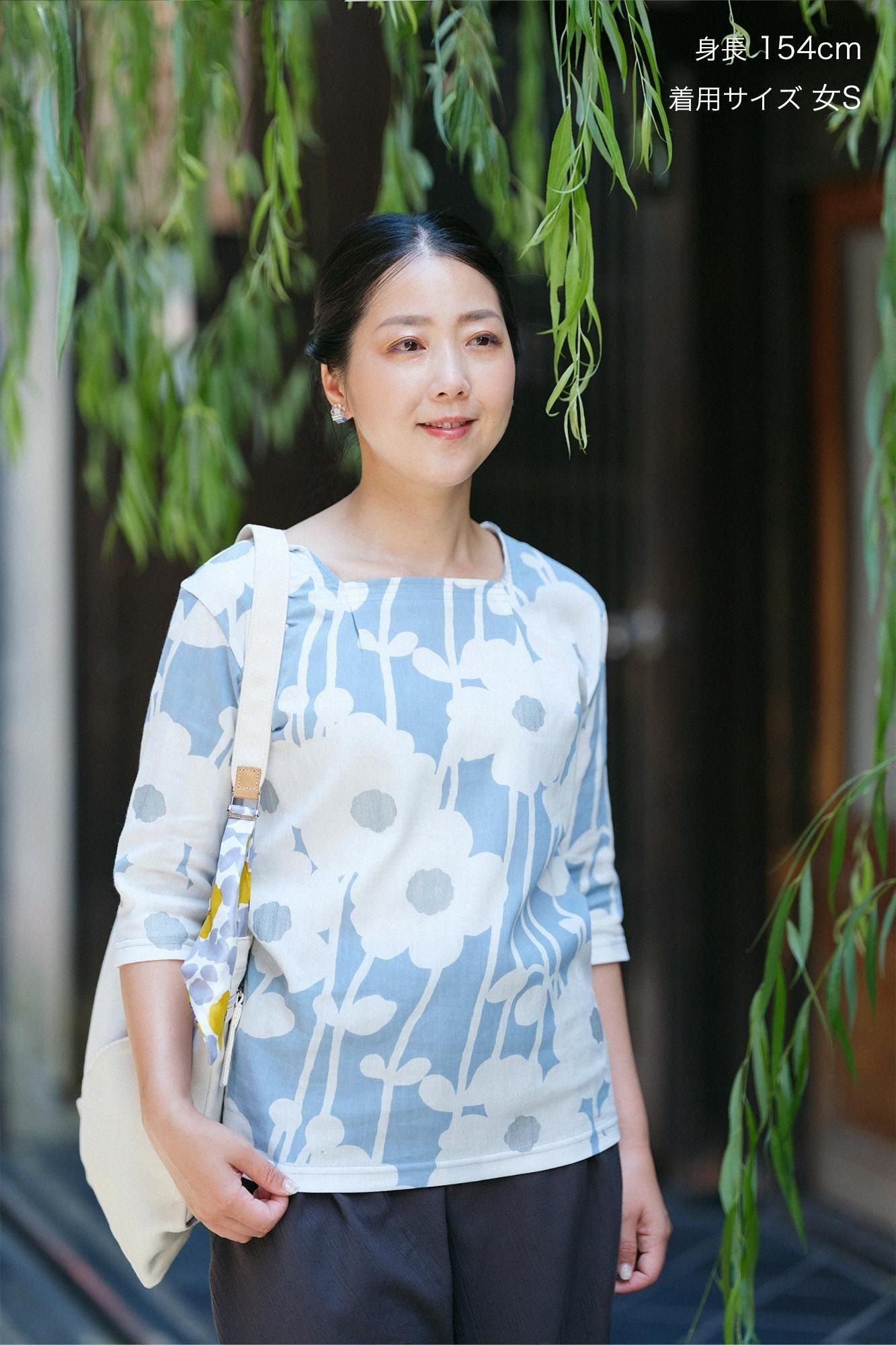 Takashima高島縮棉 40/40方領上衣六分袖/日向取暖曙暮光