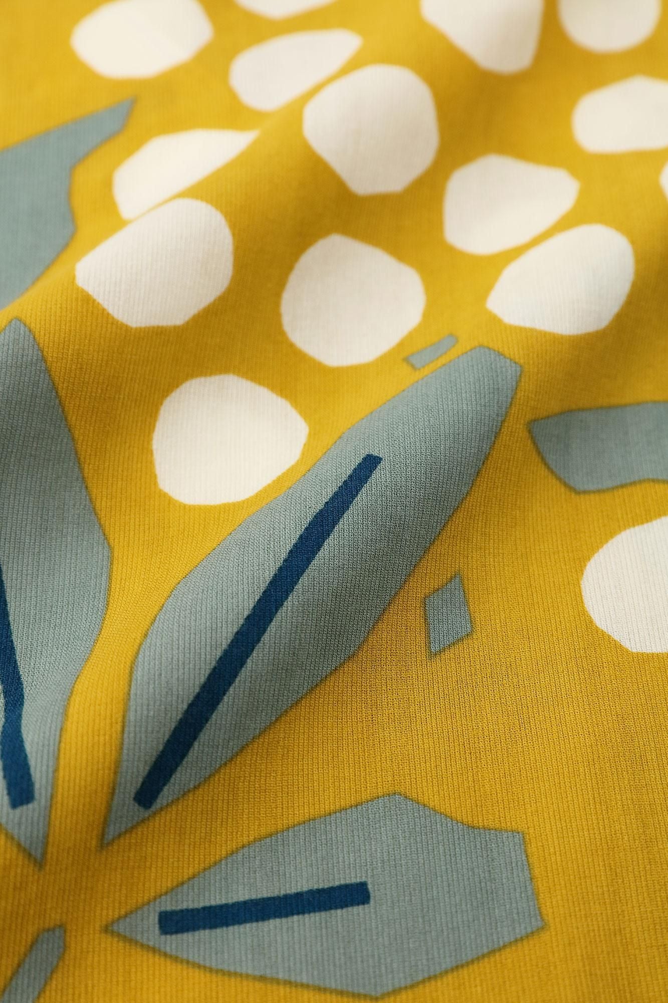 Chizimi Cotton 40/40 Square Neck Shirt Elbow Length Sleeve / Nandina Bamboo