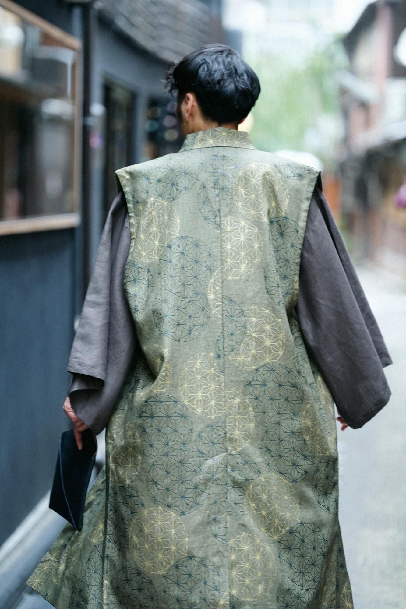 大麻,中白色染色(中jirozome),nagajinbaori,hitoe,hempet,iwaicha