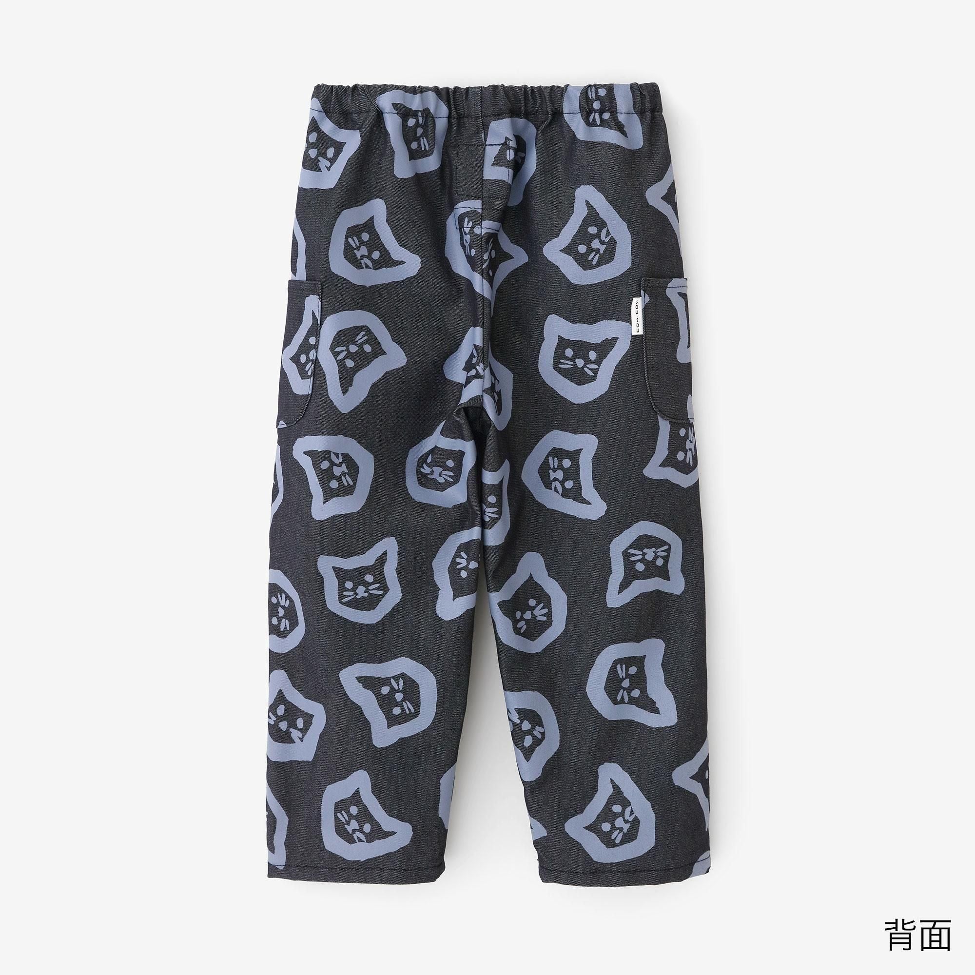 ●Men × Cool Motion (R) Monpe Pants for Kids 3 Pockets / Kitten Craze Blue