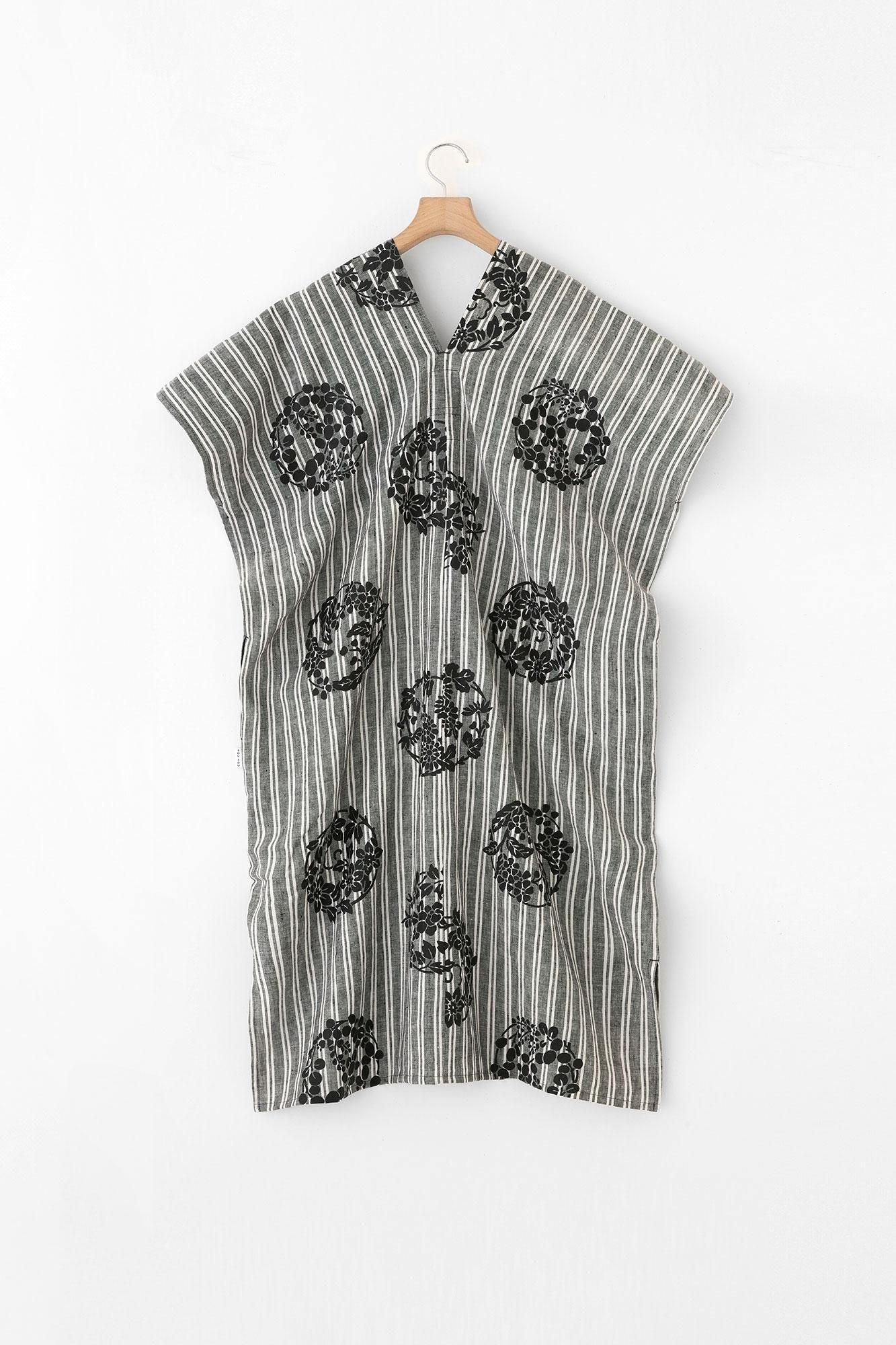 Linen Rectangular Dress Split Joint / Harumaru Pattern Scattered and Blank