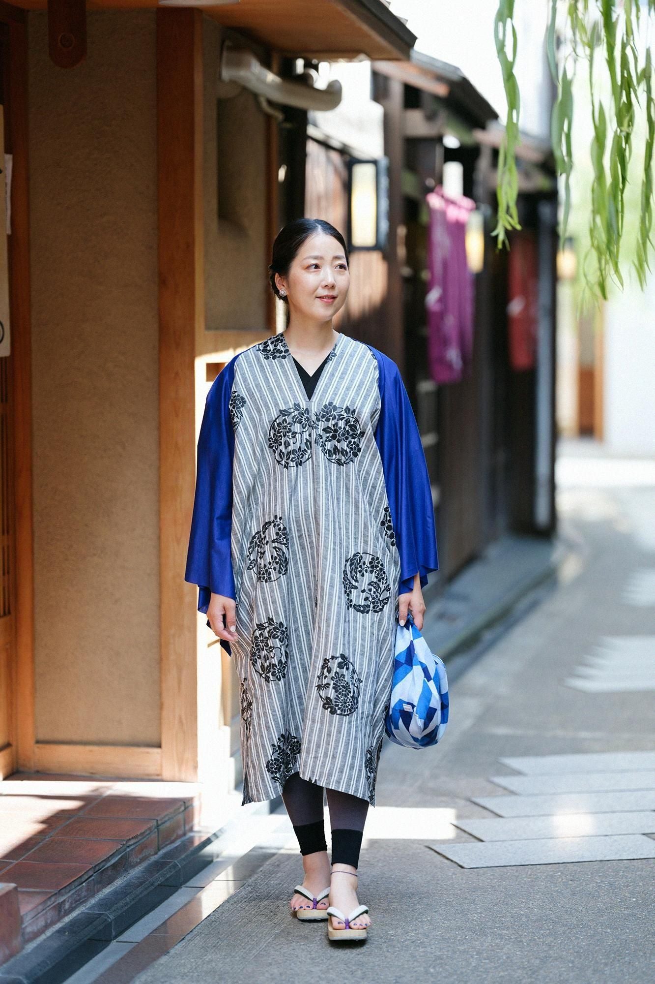 마 직사각형 원피스 후타츠미(후타츠미)/하나마루 문양 치라시